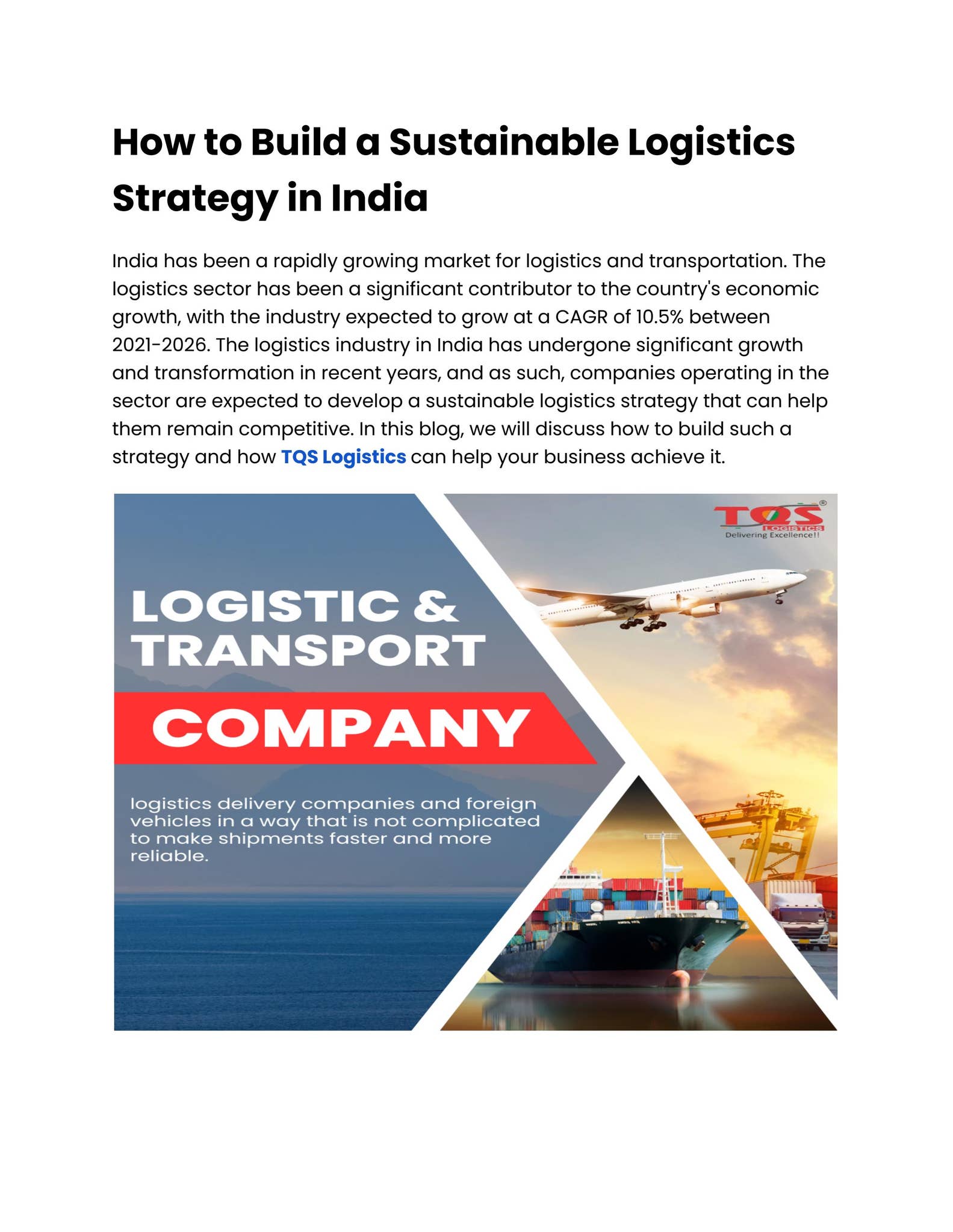 How to Build a Sustainable Logistics Strategy in India by TQS Logistics ...