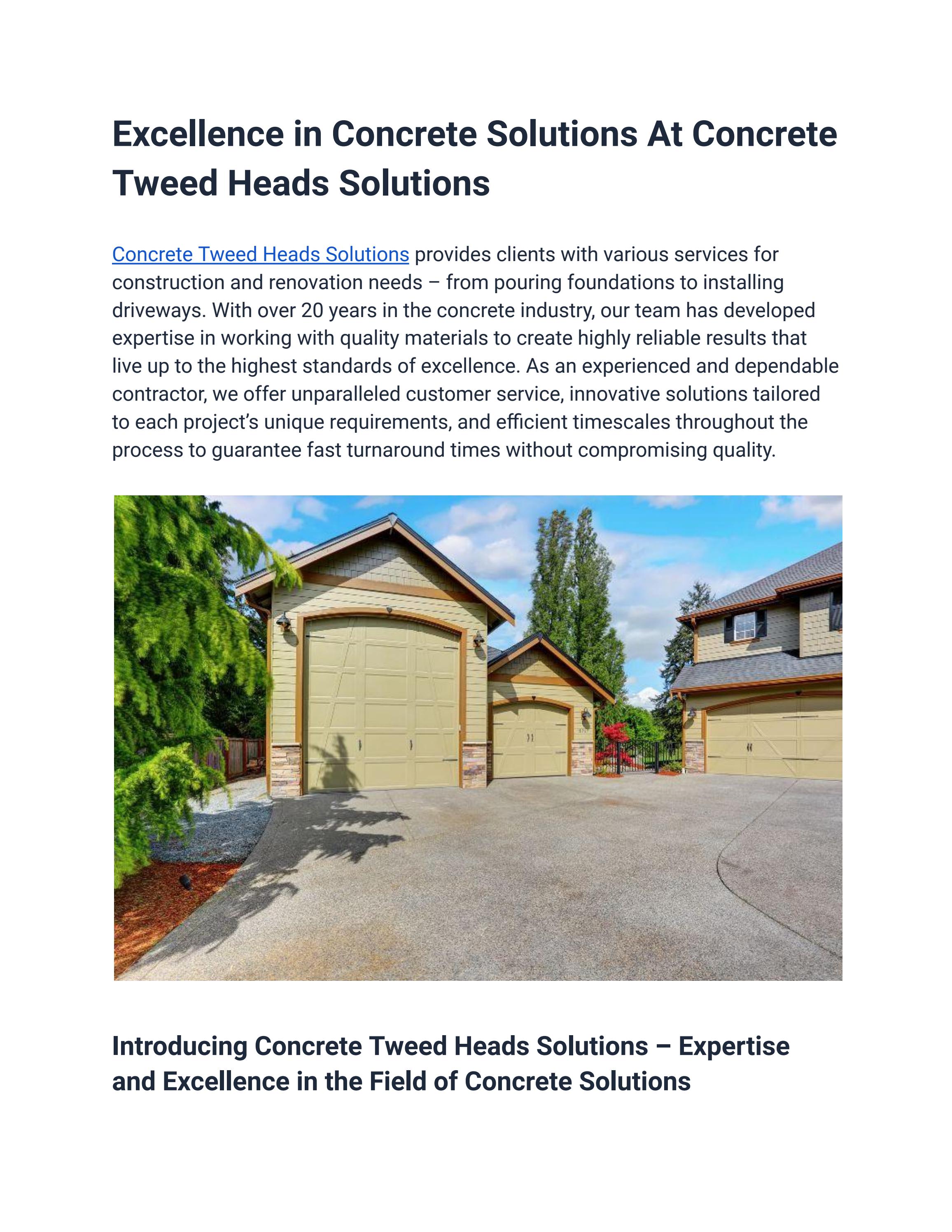 Excellence in Concrete Solutions At Concrete Tweed Heads Solutions by