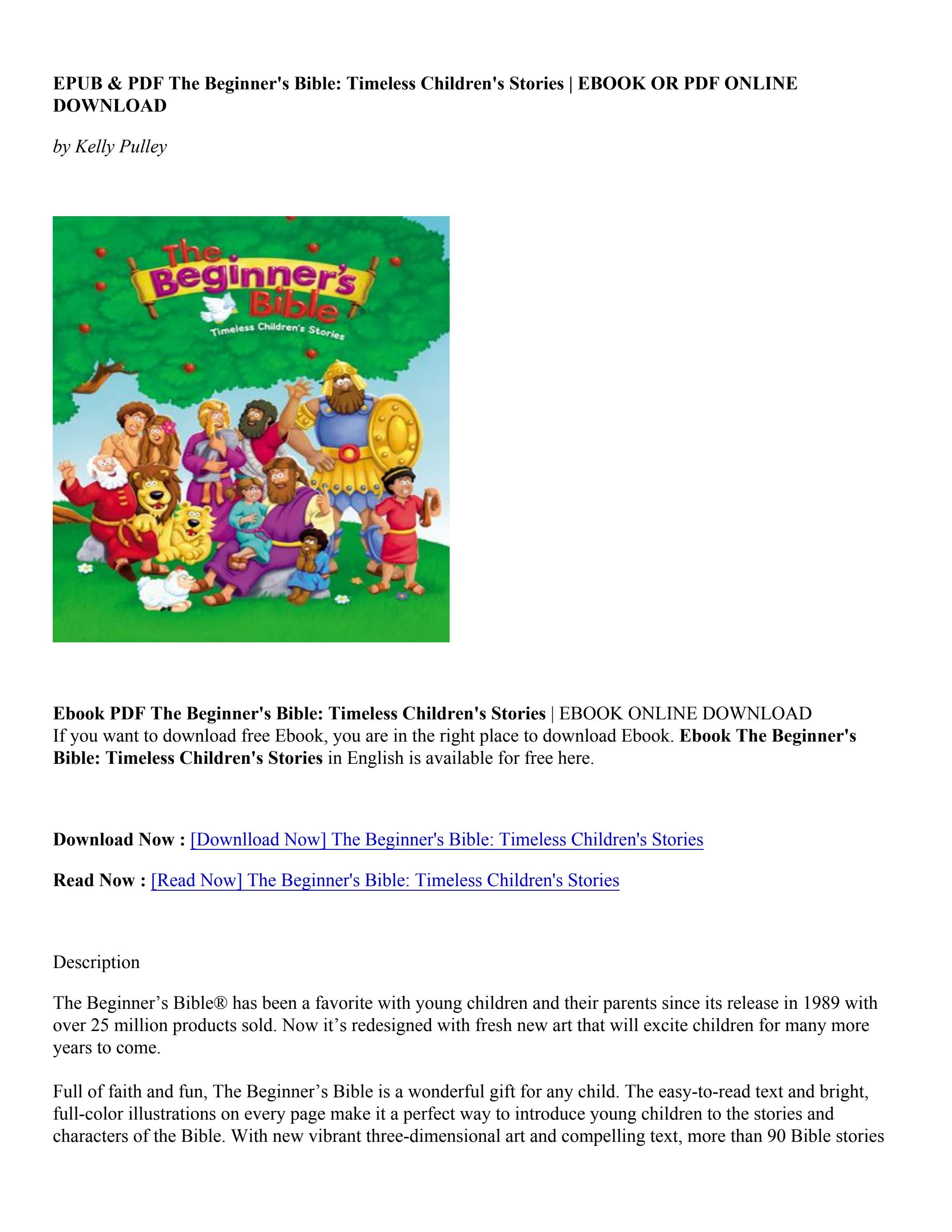 [PDF] The Beginner's Bible Timeless Children's Stories Kelly Pulley