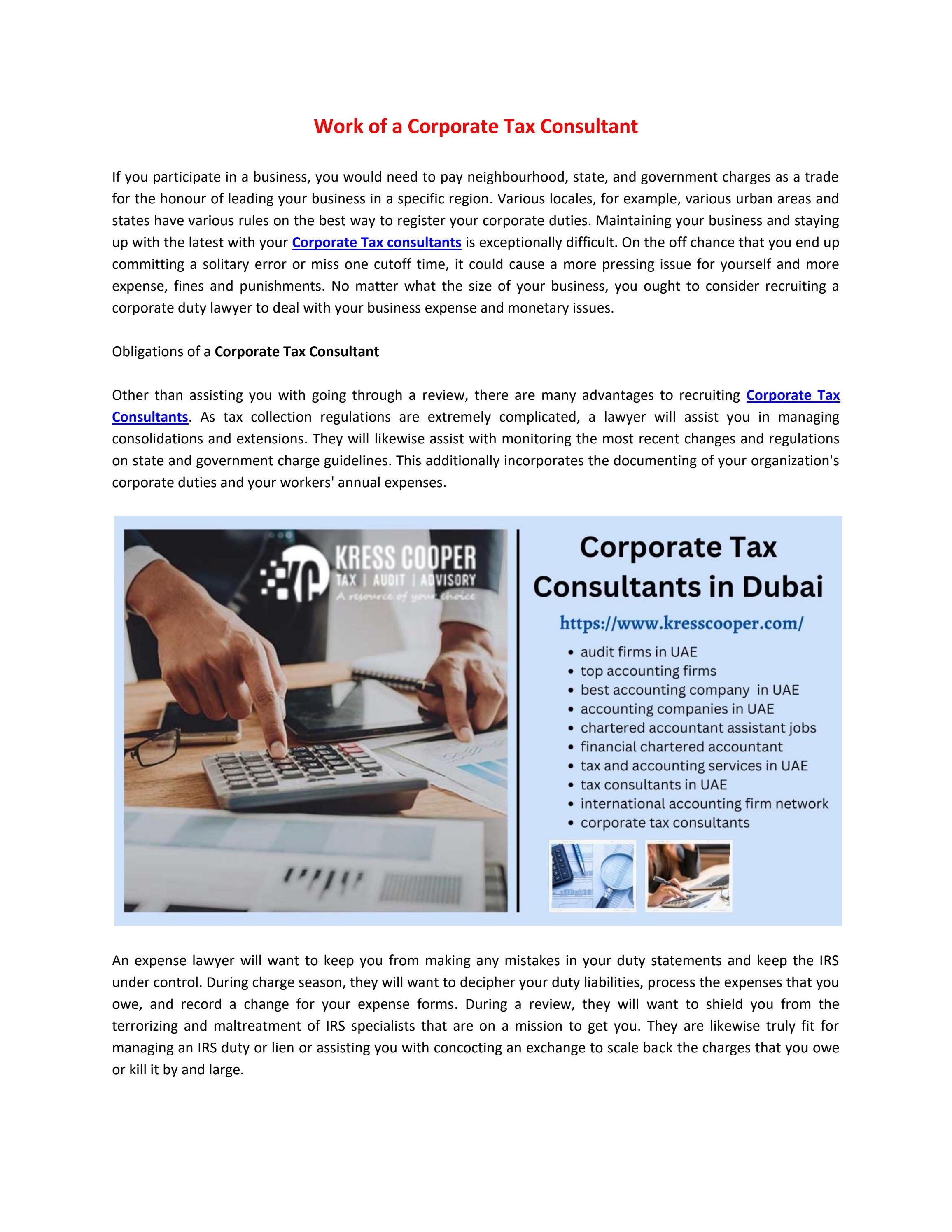 Corporate Tax Consultants in UAE by Kress Cooper Issuu