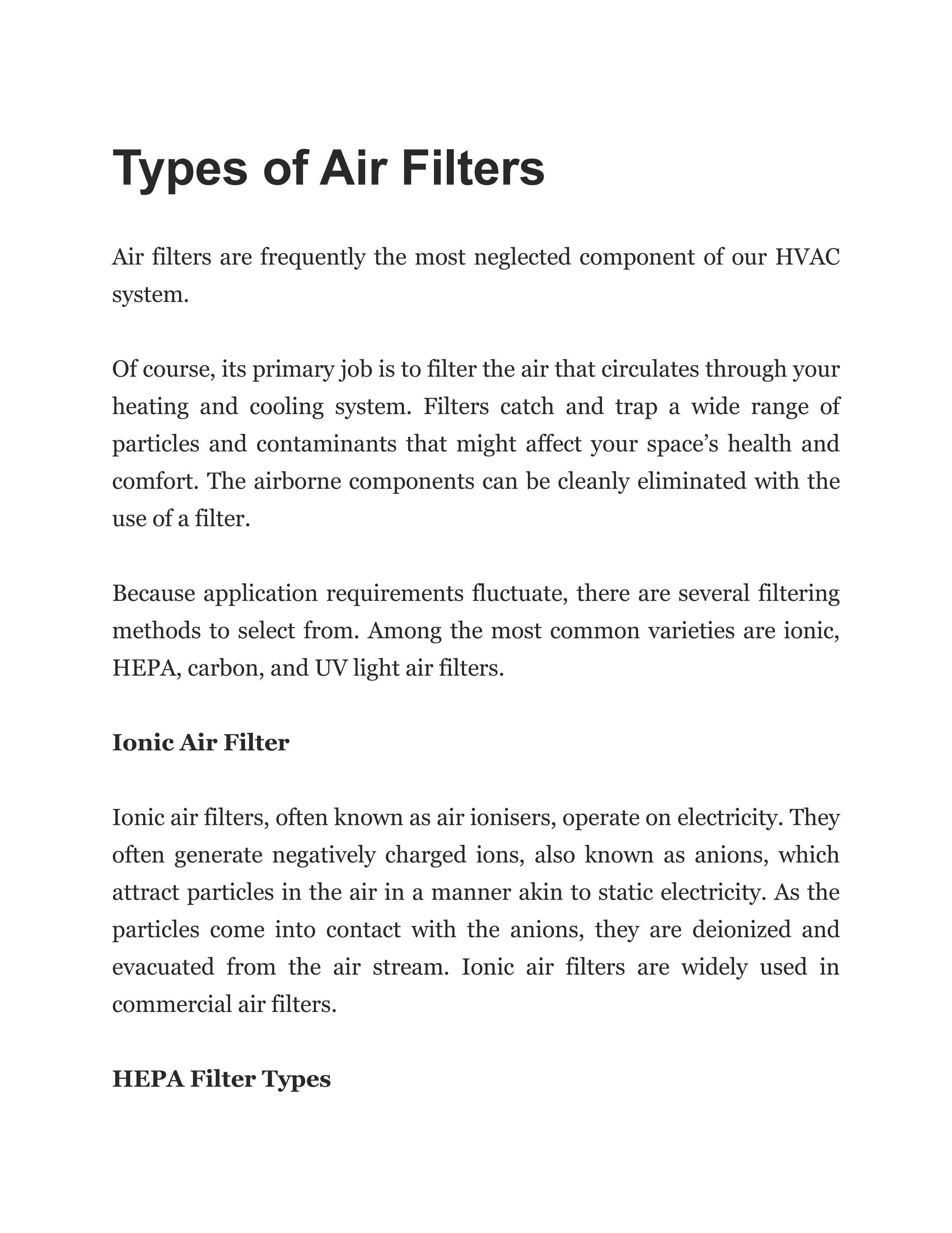 Types of Air Filters by JGB UAE Issuu