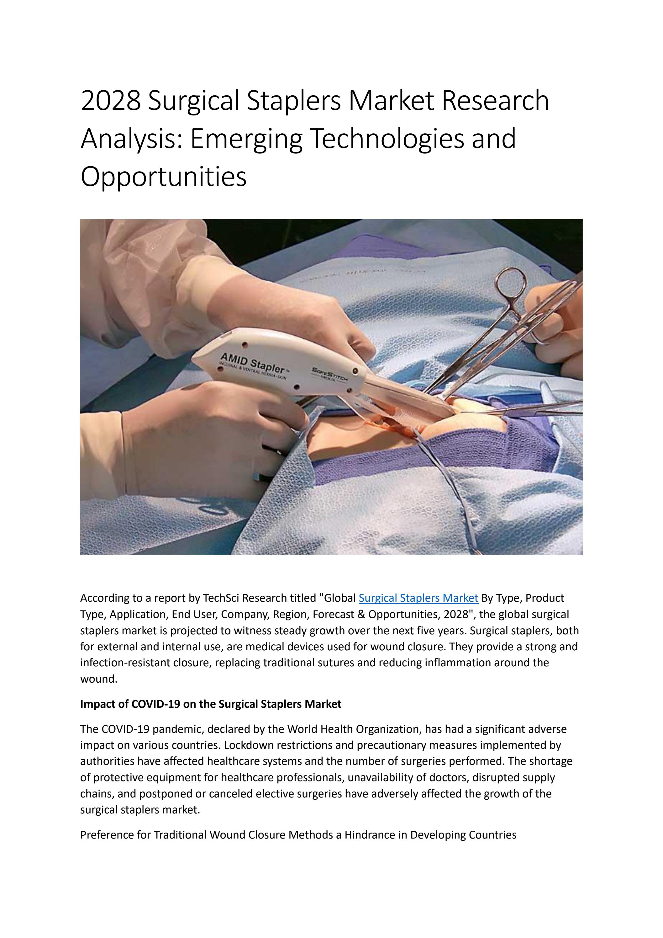 2028 Surgical Staplers Market Research Analysis Emerging Technologies