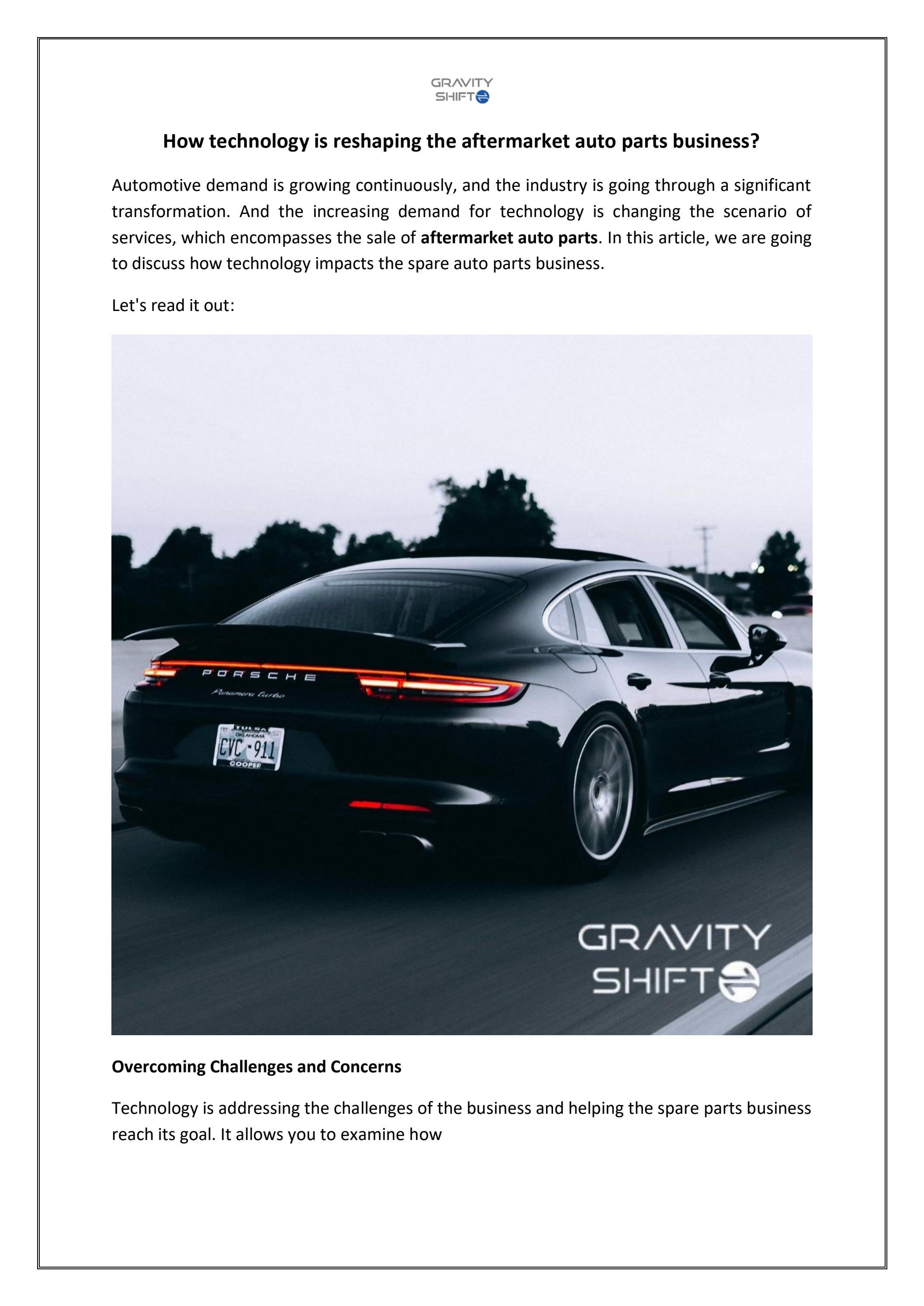 How technology is reshaping the aftermarket auto parts business? by