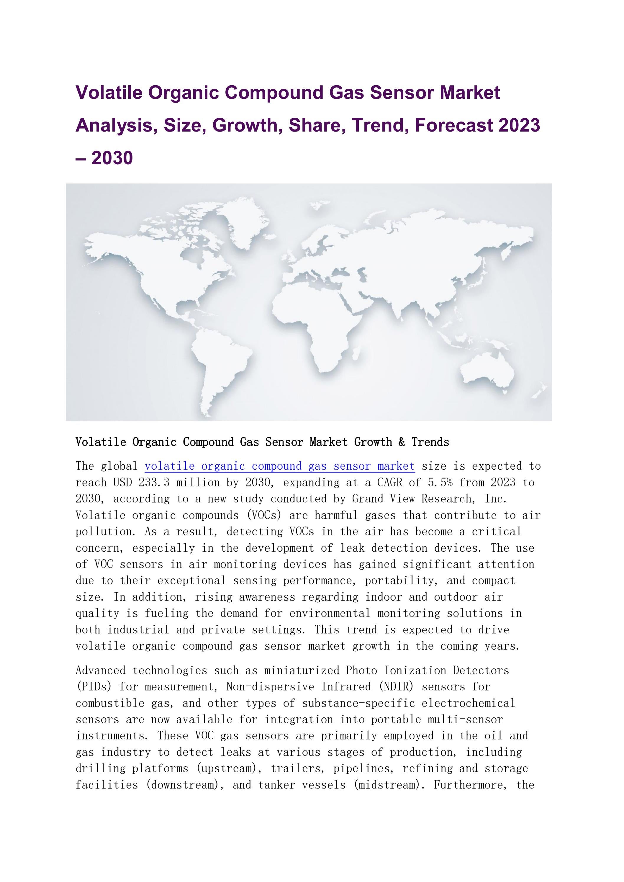 Volatile Organic Compound Gas Sensor 2023 Industry Review, Research