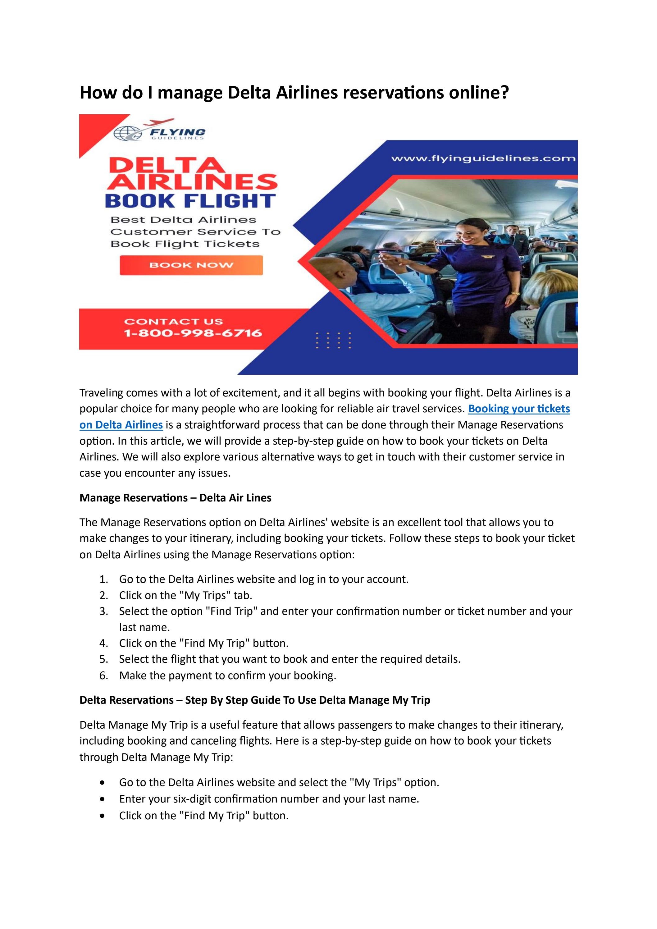 How do I manage Delta Airlines reservations online? by thomsbell08 Issuu