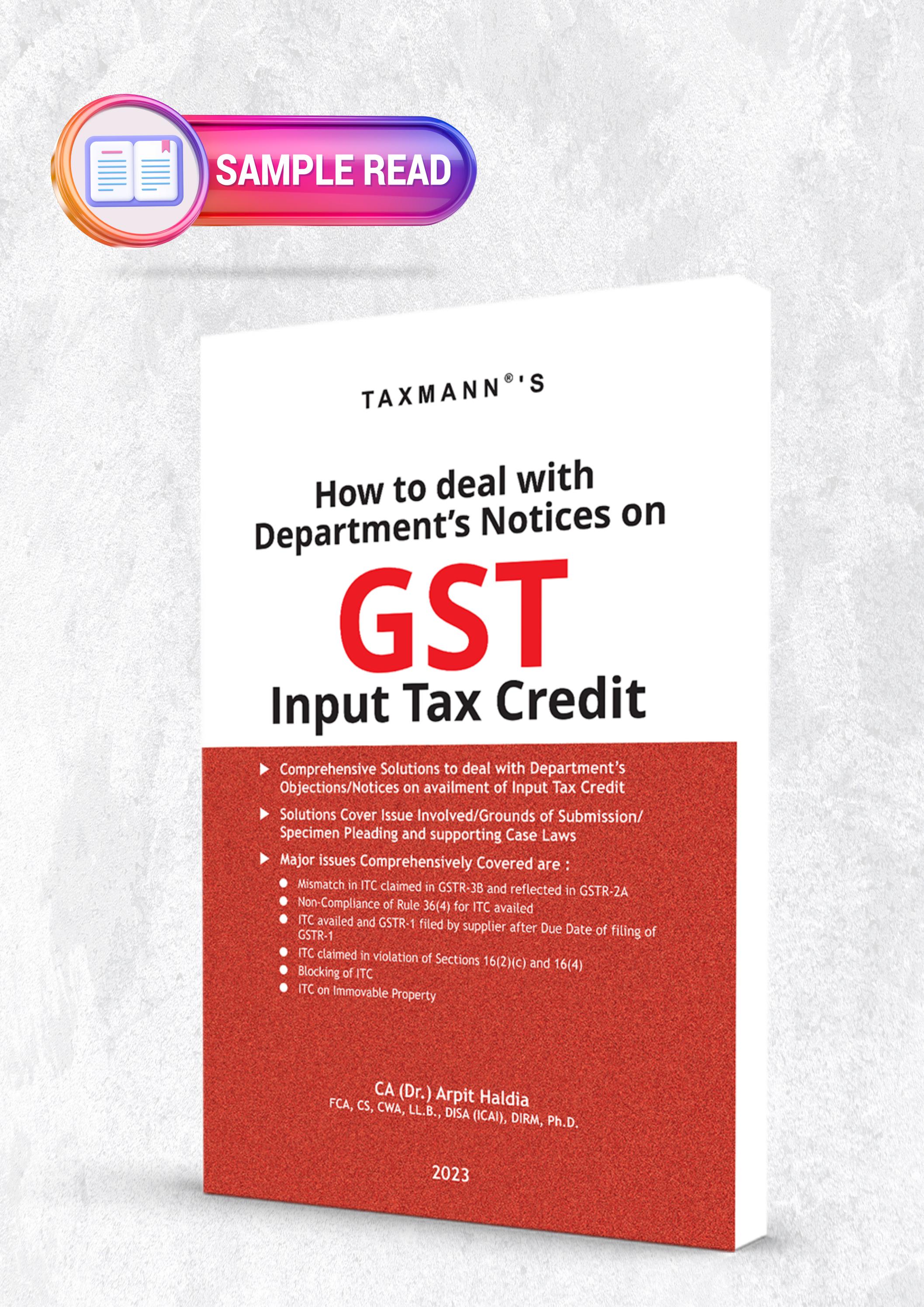Taxmann's How to Deal with Department's Notices on GST Input Tax Credit