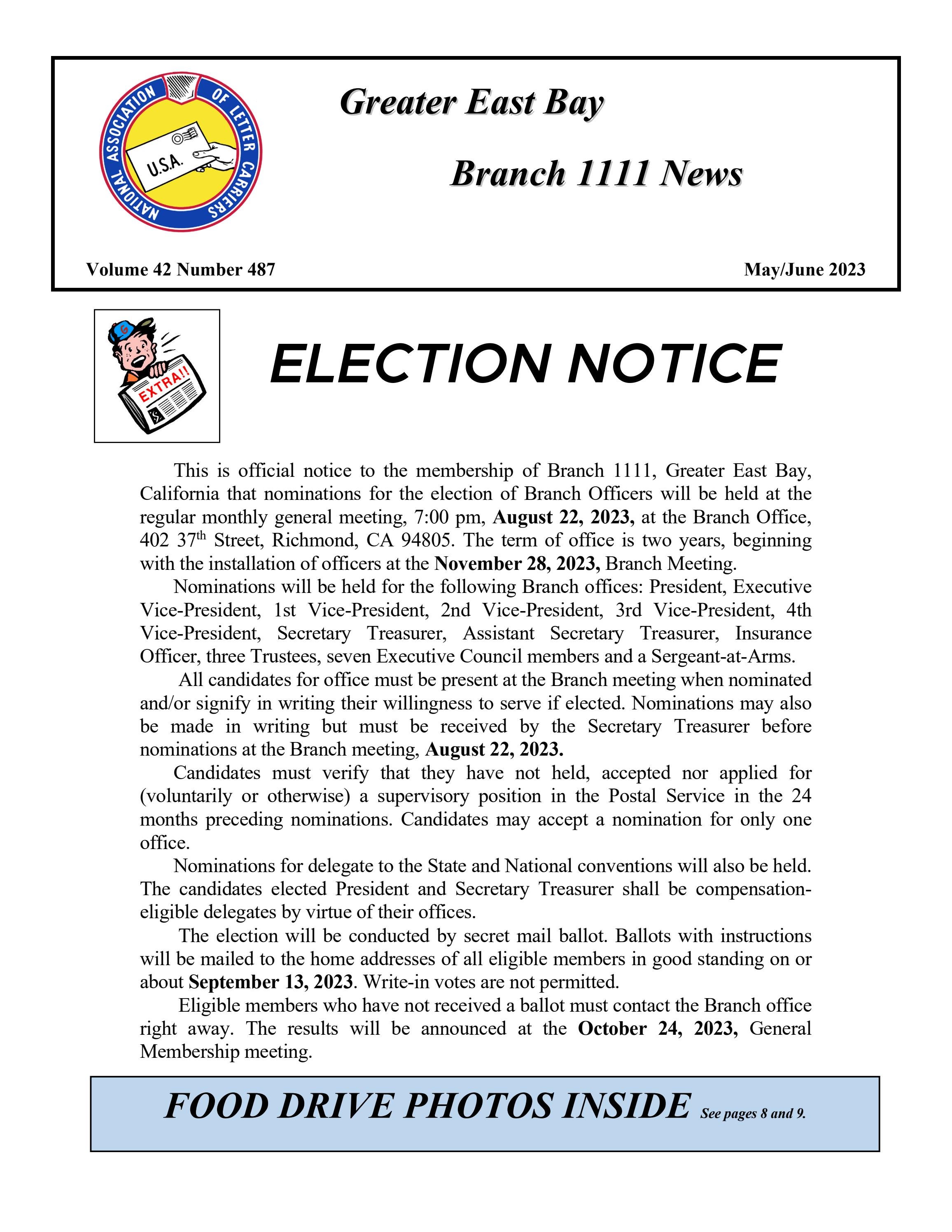 May/June 2023 Branch 1111 News by NALC Branch 1111 - Issuu