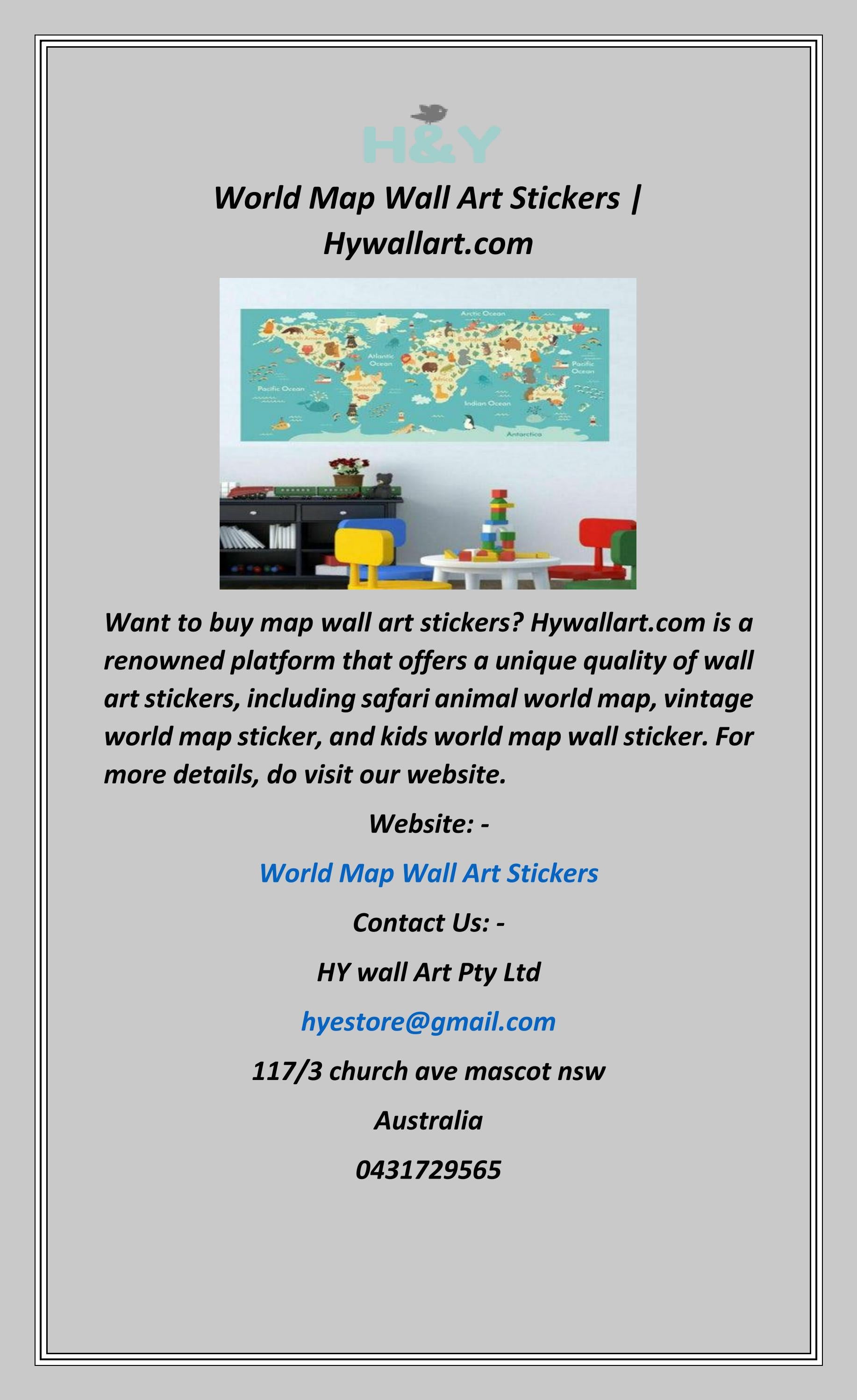 World Map Wall Art Stickers by HY wall Art Pty Ltd Issuu