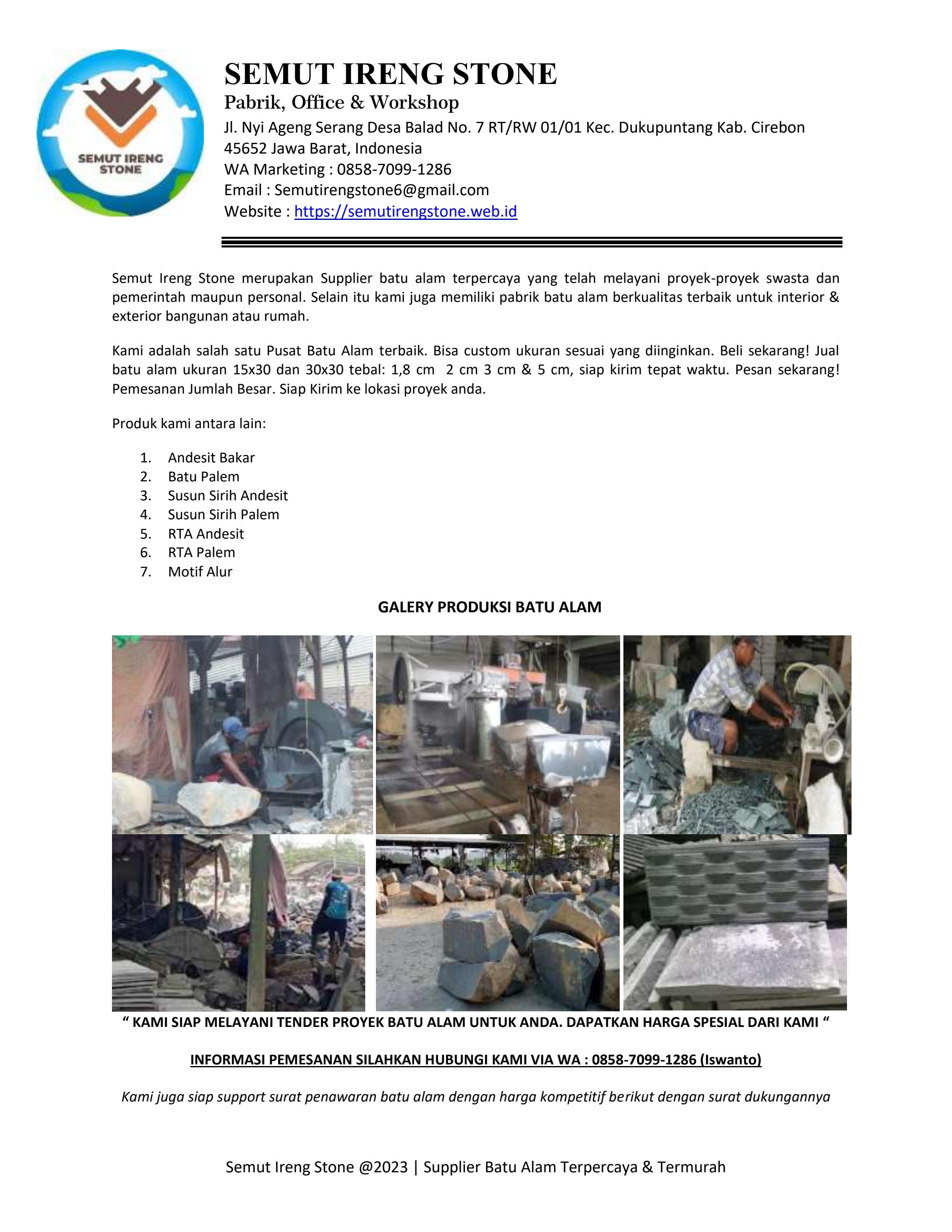 (WA 0858-7099-1286) Harga Batu Andesit Bakar Per M2 Salatiga by Pusat