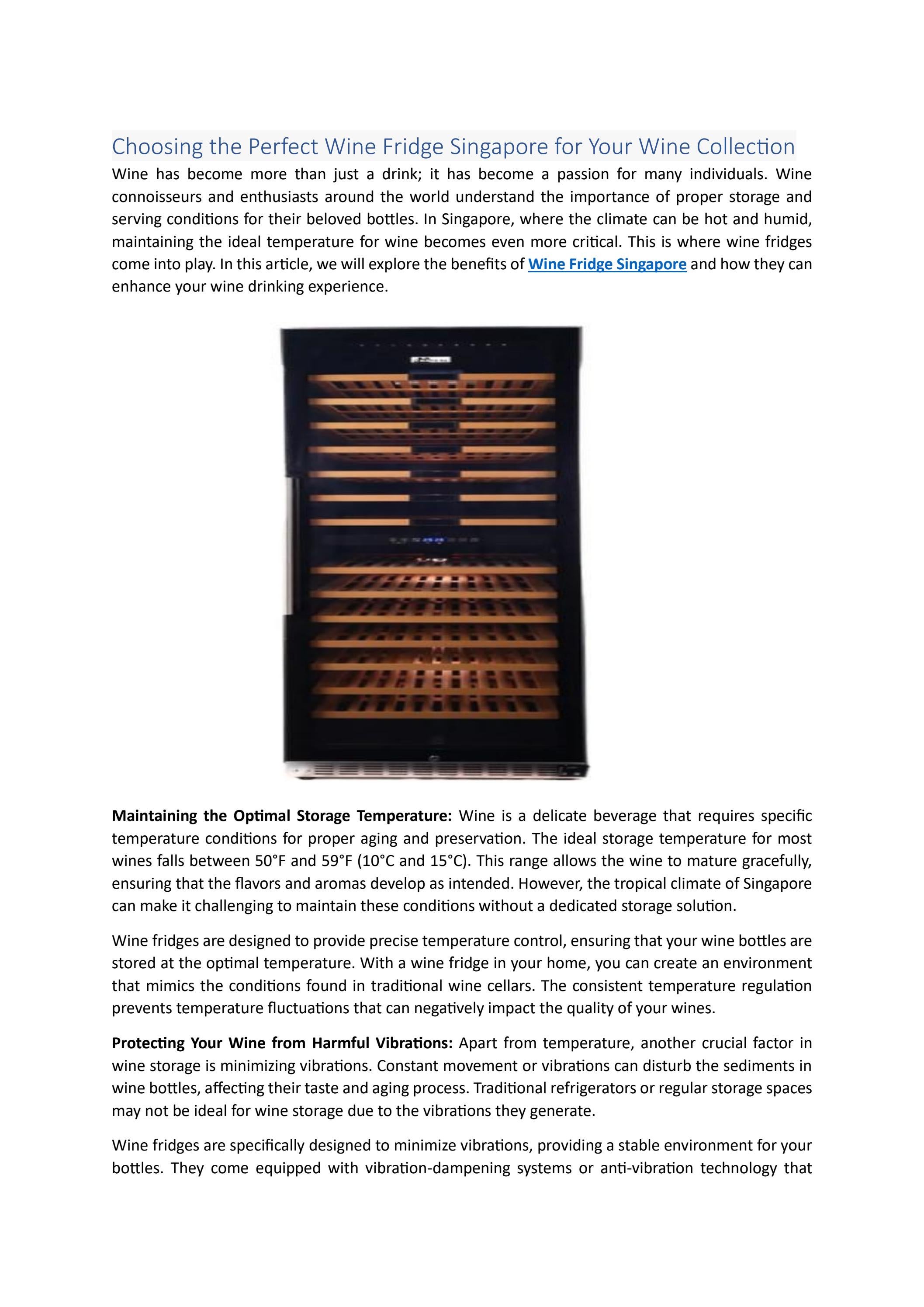 Choosing the Perfect Wine Fridge Singapore for Your Wine Collection by Casa Singapore Issuu