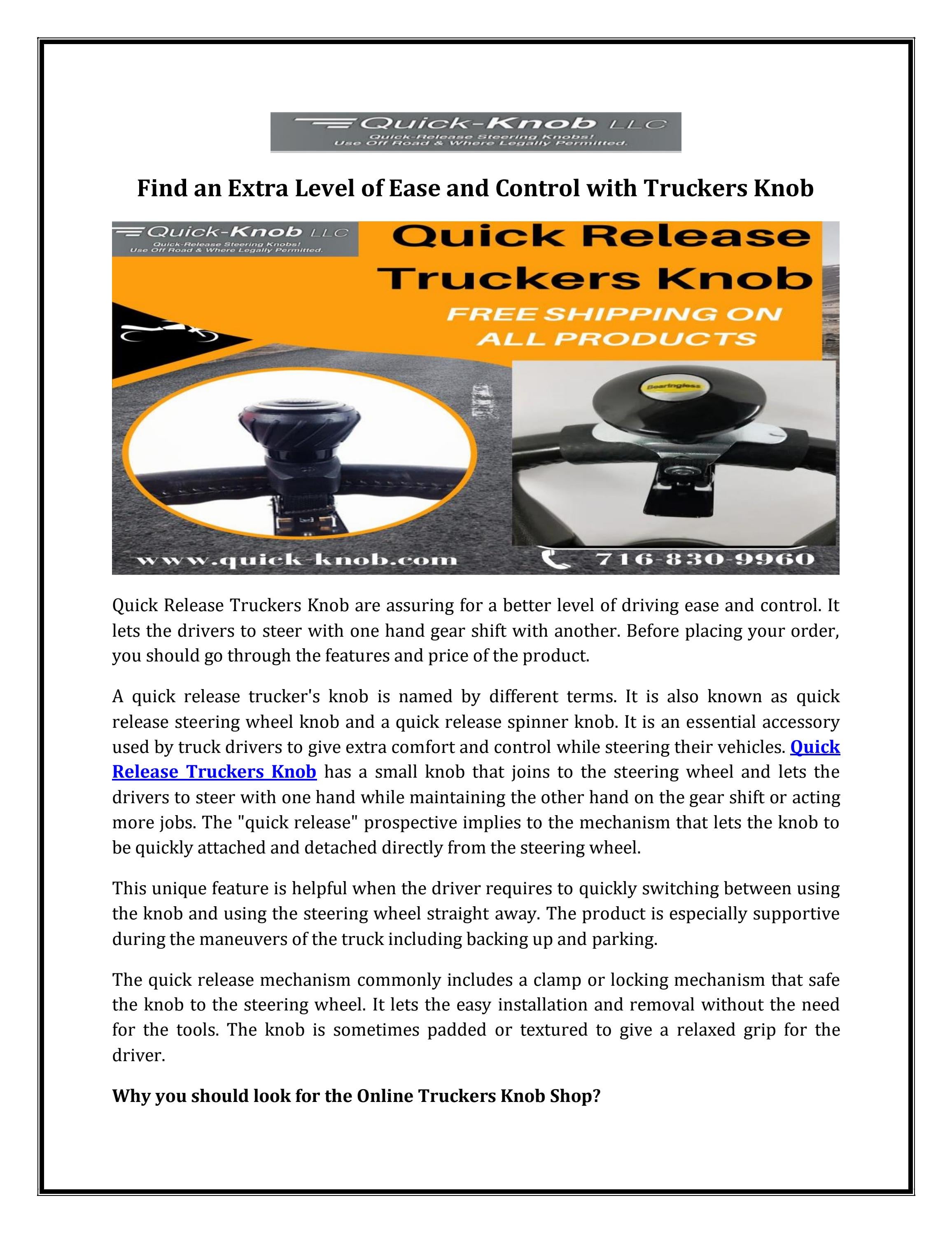 Find an Extra Level of Ease and Control with Truckers Knob by quickknob