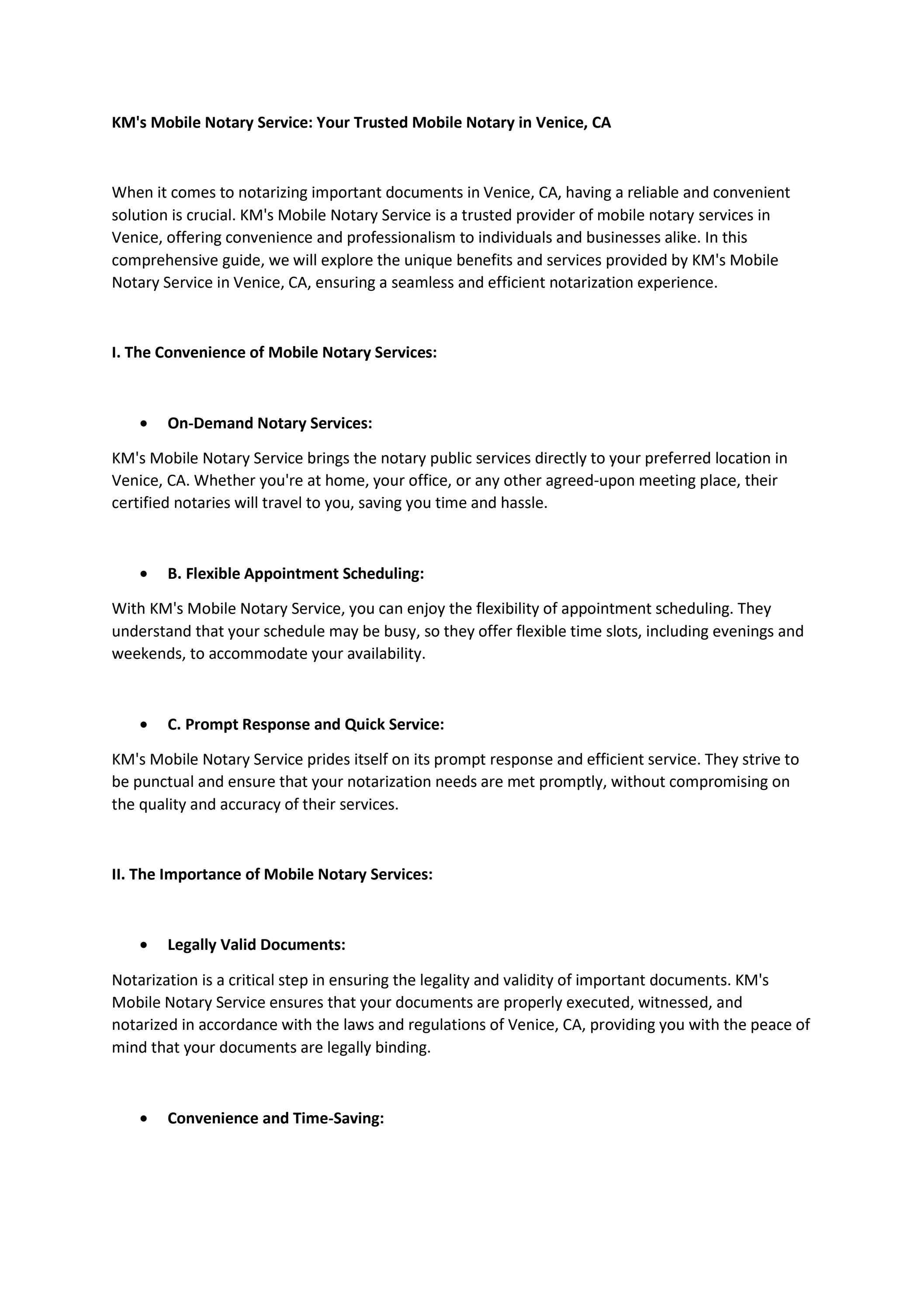 KM's Mobile Notary Service Your Trusted Mobile Notary in Venice, CA by