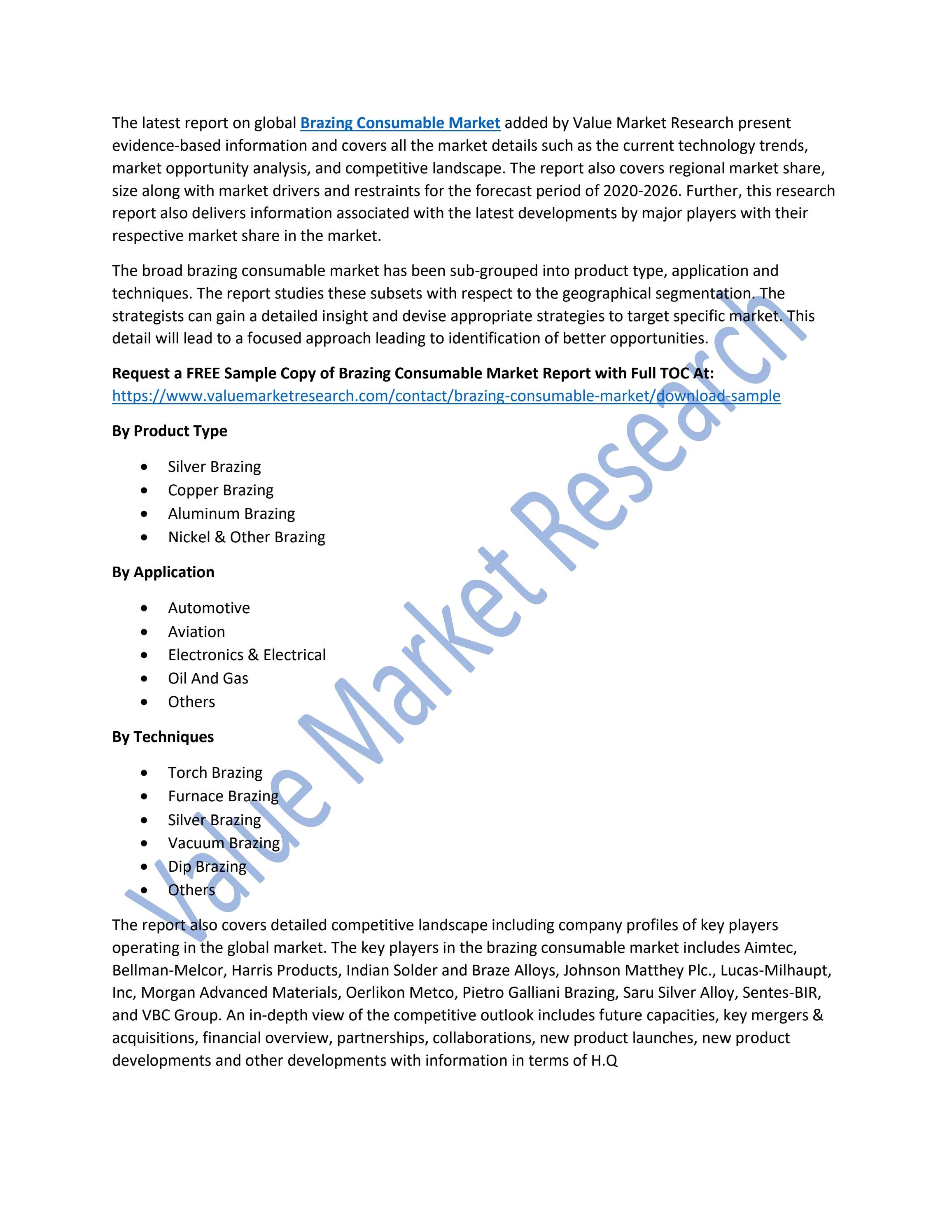 Brazing Consumable Market Current Trends Analysis Report upto 2030 by