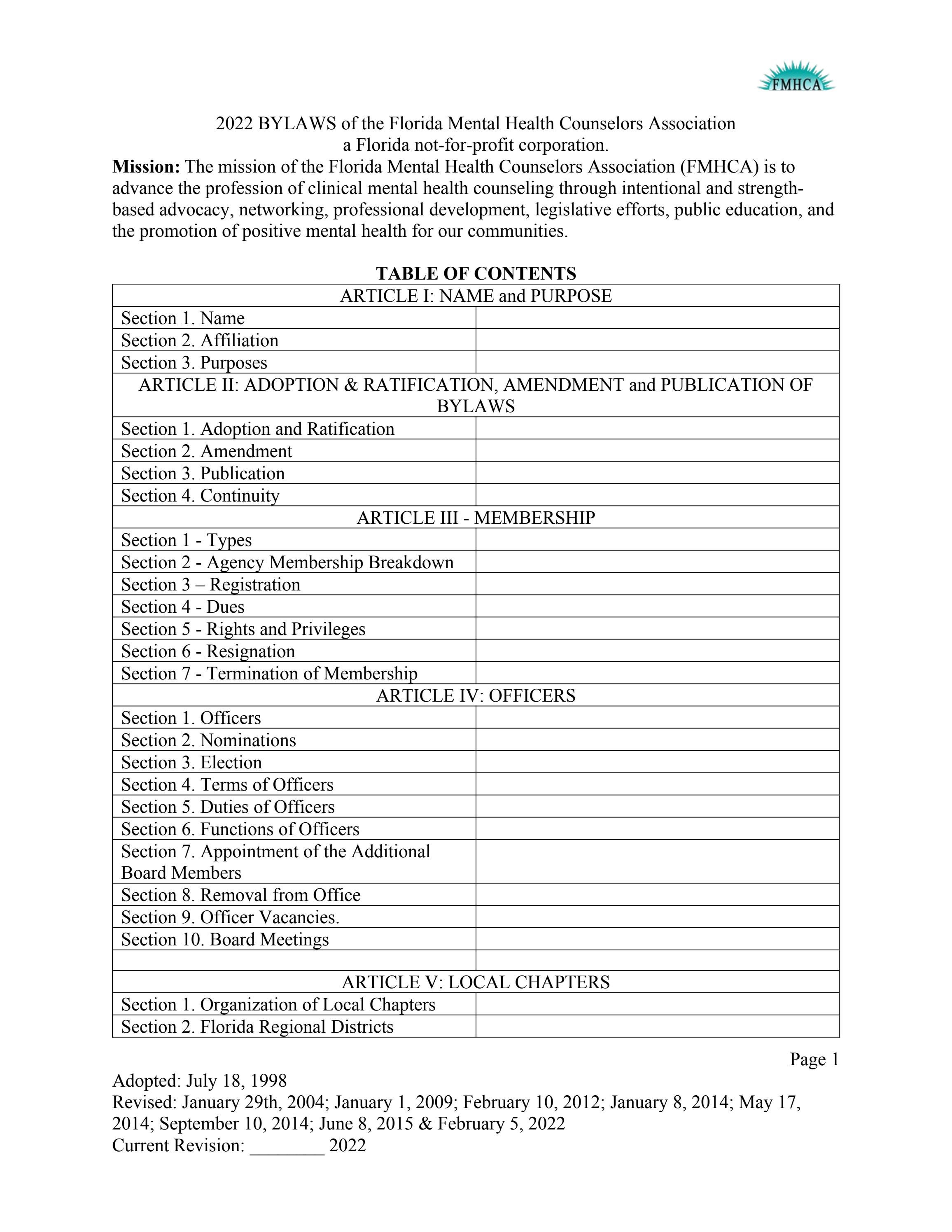 FMHCA Bylaws 2023 Edit by FMHCA Issuu