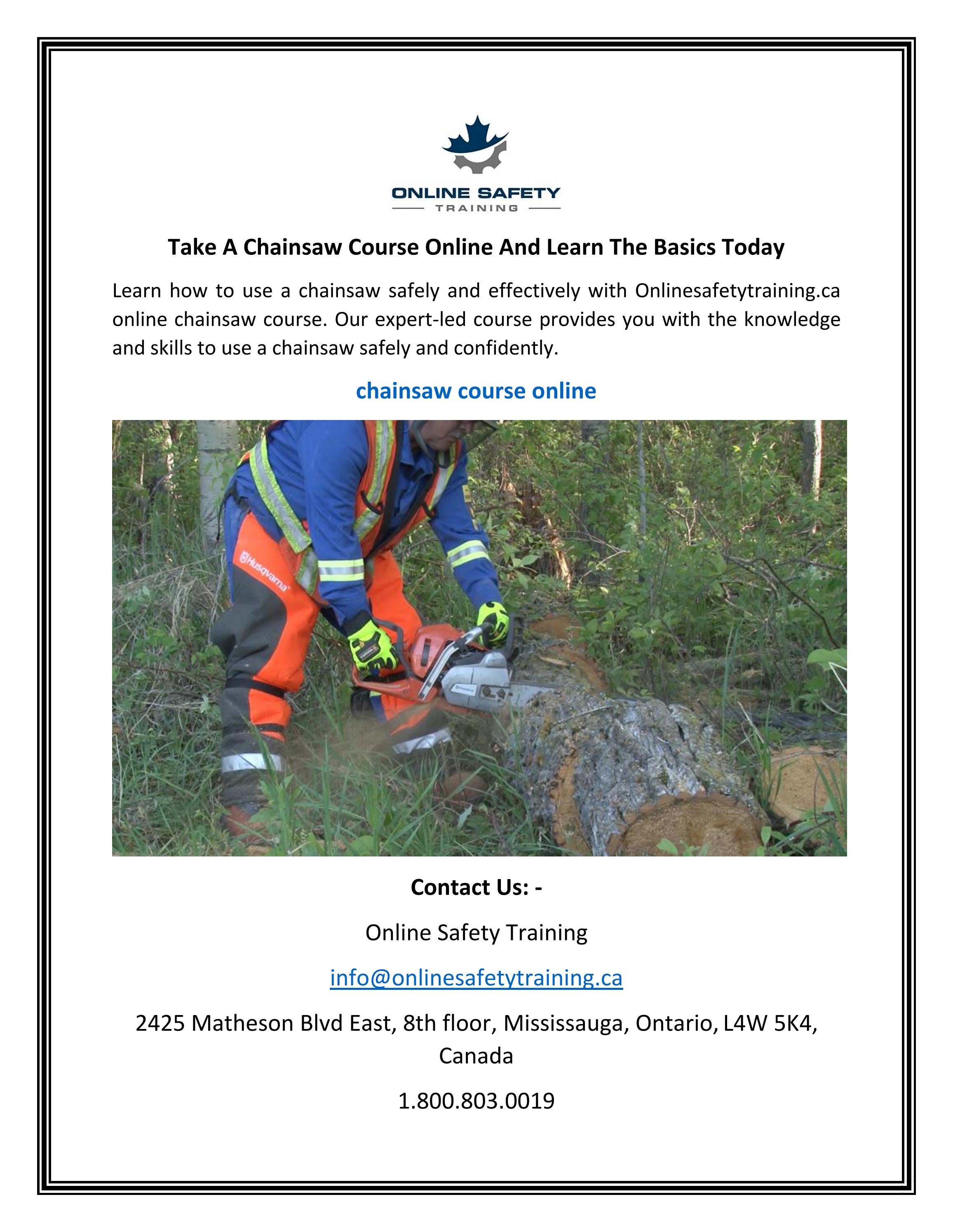 Take A Chainsaw Course Online And Learn The Basics Today by Online