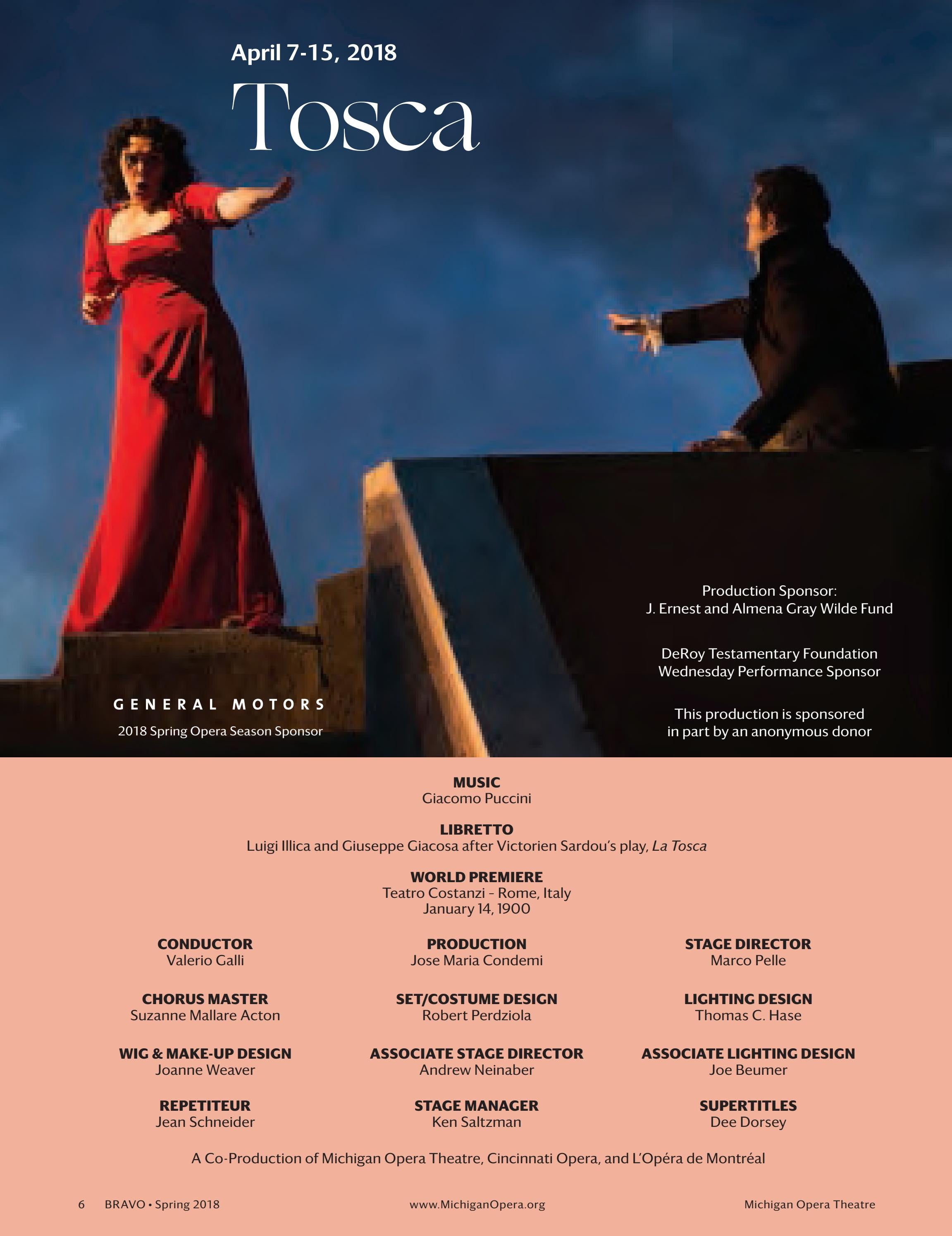 PROGRAM: Tosca April 2018 by Detroit Opera - Issuu