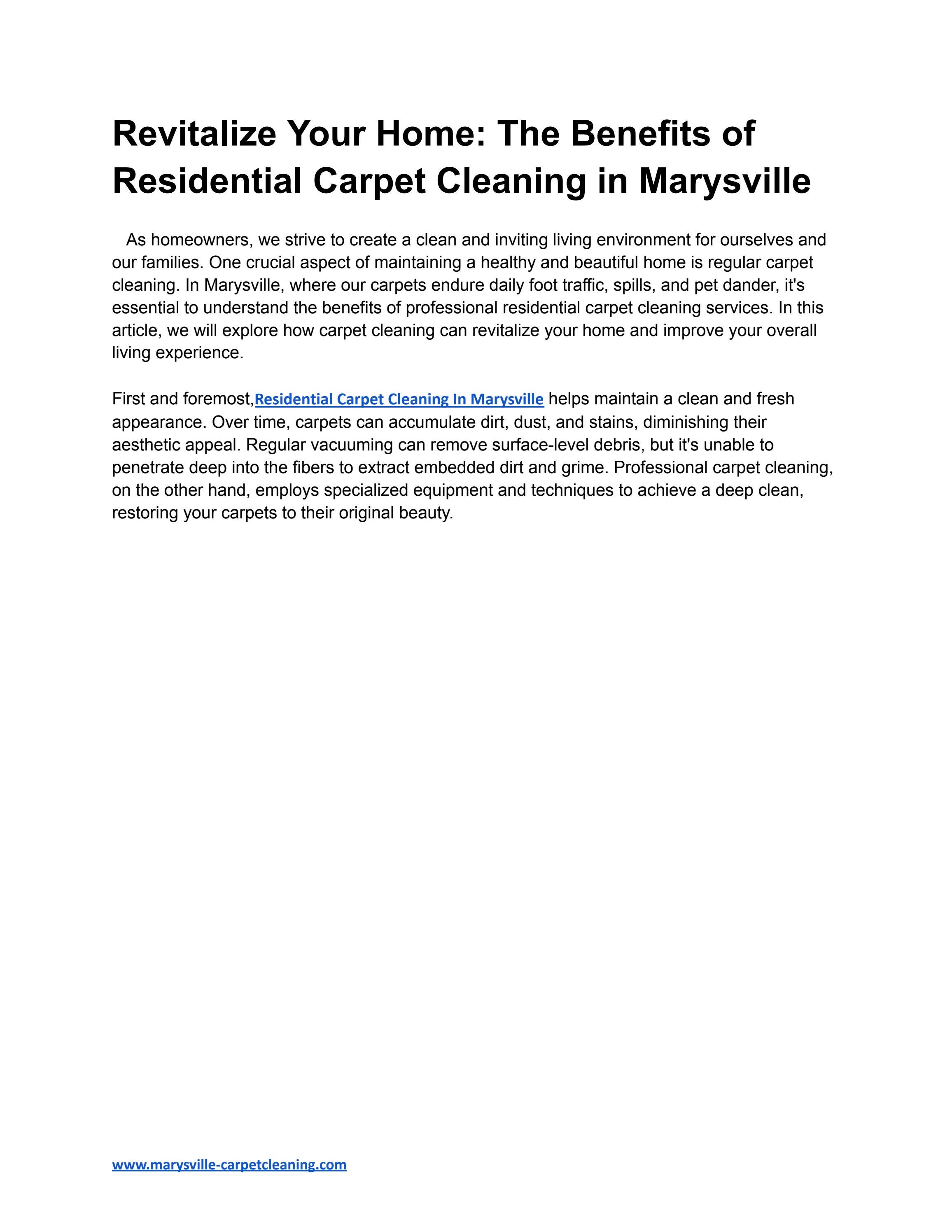 Revitalize Your Home The Benefits of Residential Carpet Cleaning in