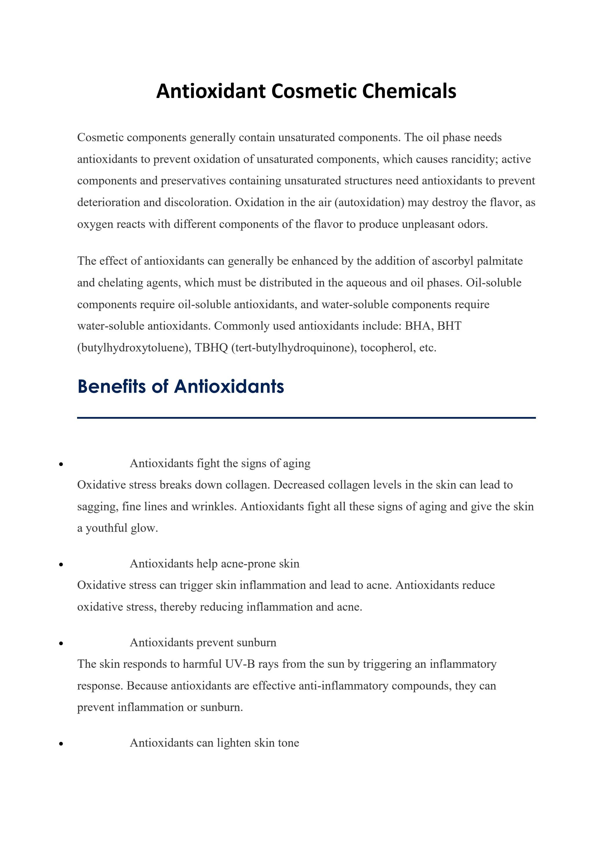 Antioxidant Cosmetic Chemicals by CD Formulation Issuu