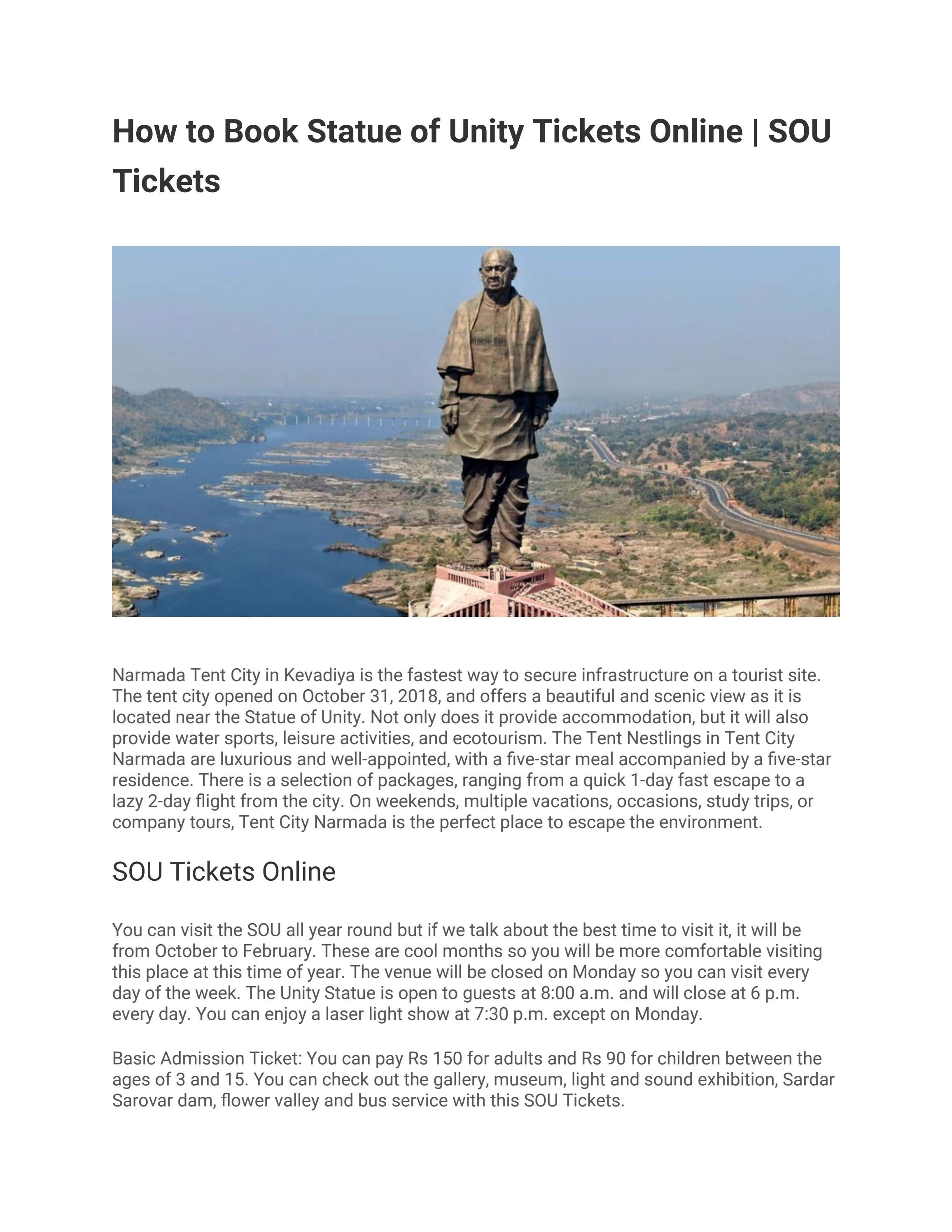 How to Book Statue of Unity Tickets Online by tentcityofficial Issuu