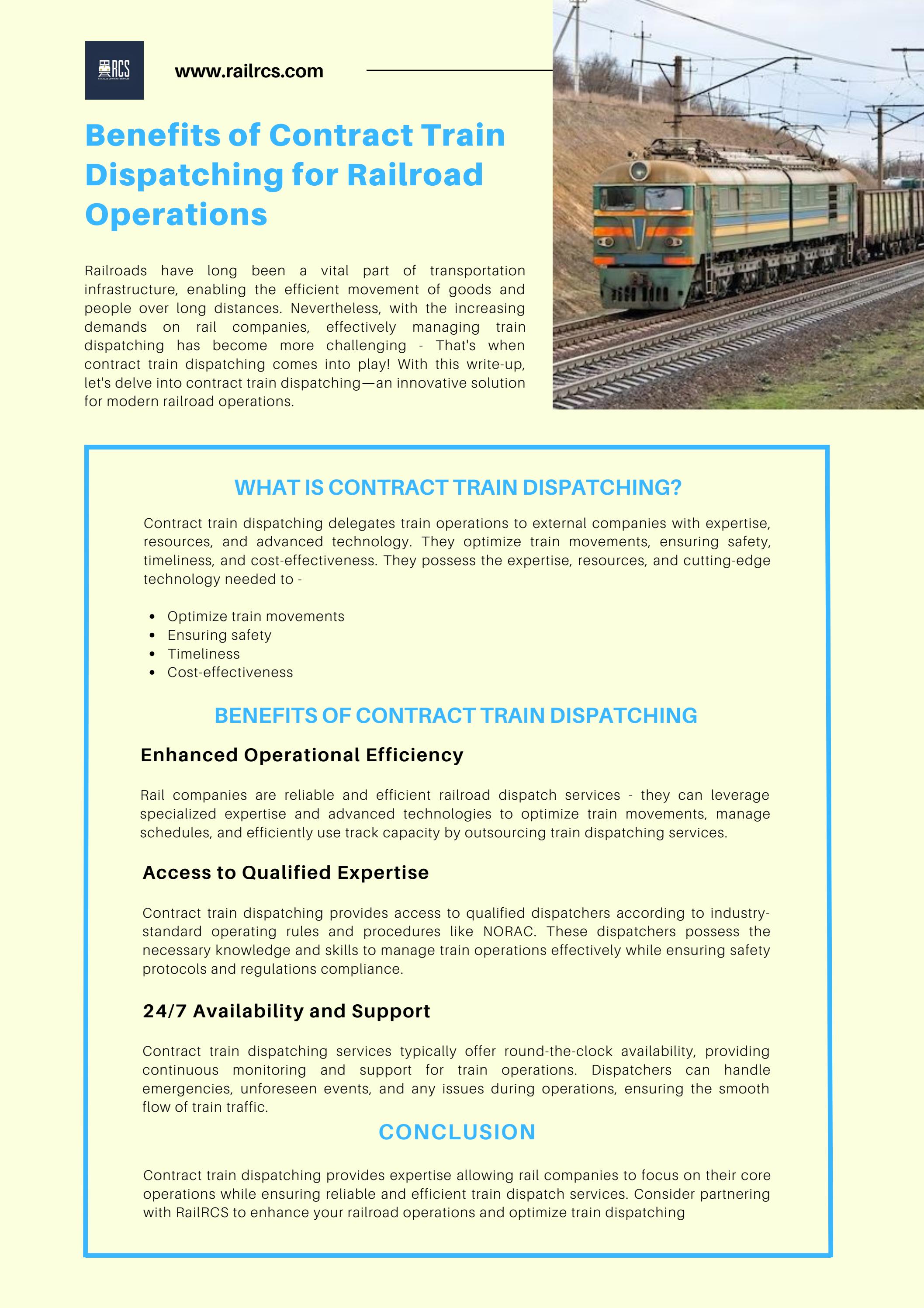 Benefits of Contract Train Dispatching for Railroad Operations by Rail