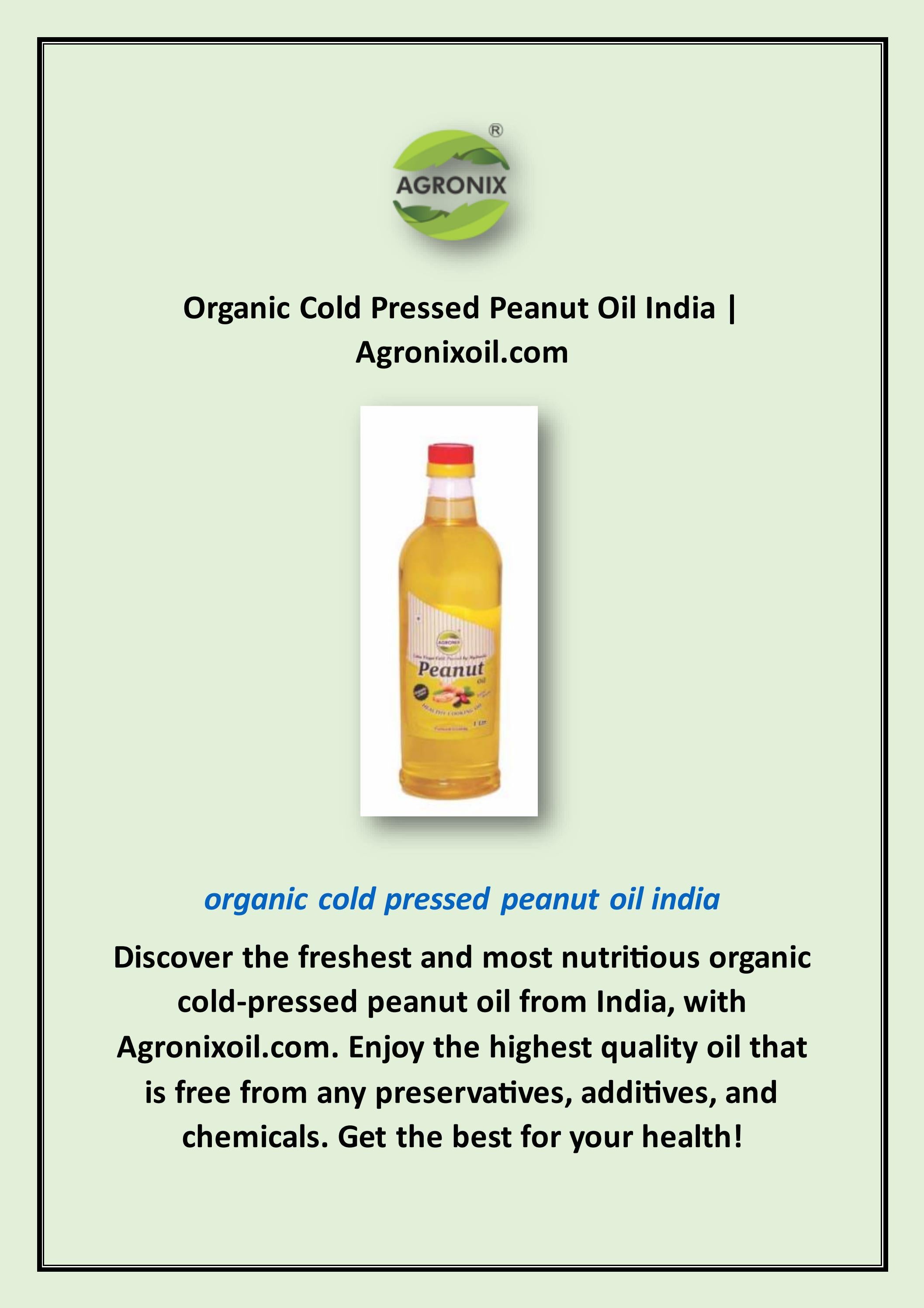 Organic Cold Pressed Peanut Oil India by Mansa Organic Issuu