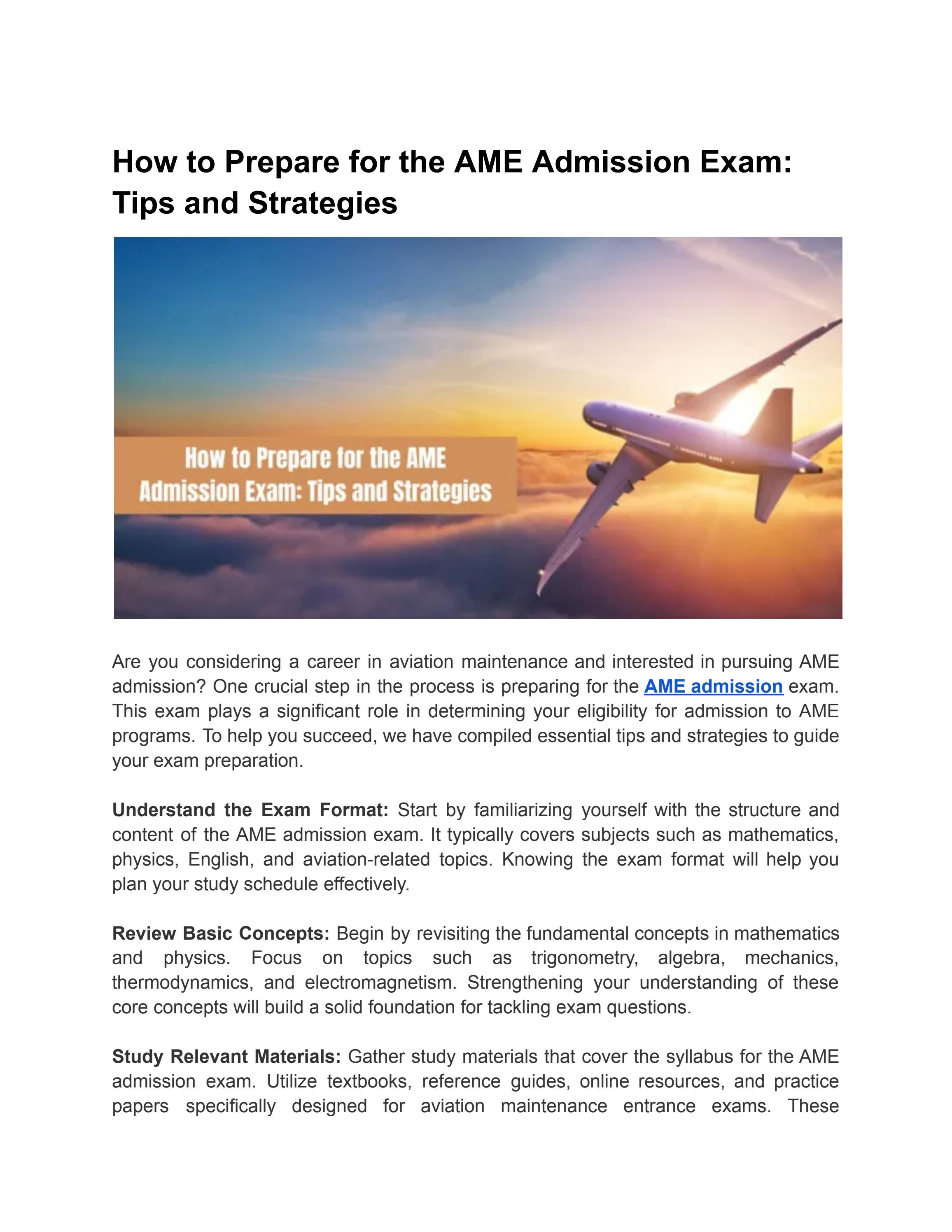 How to Prepare for the AME Admission Exam Tips and Strategies by IGE Same Issuu