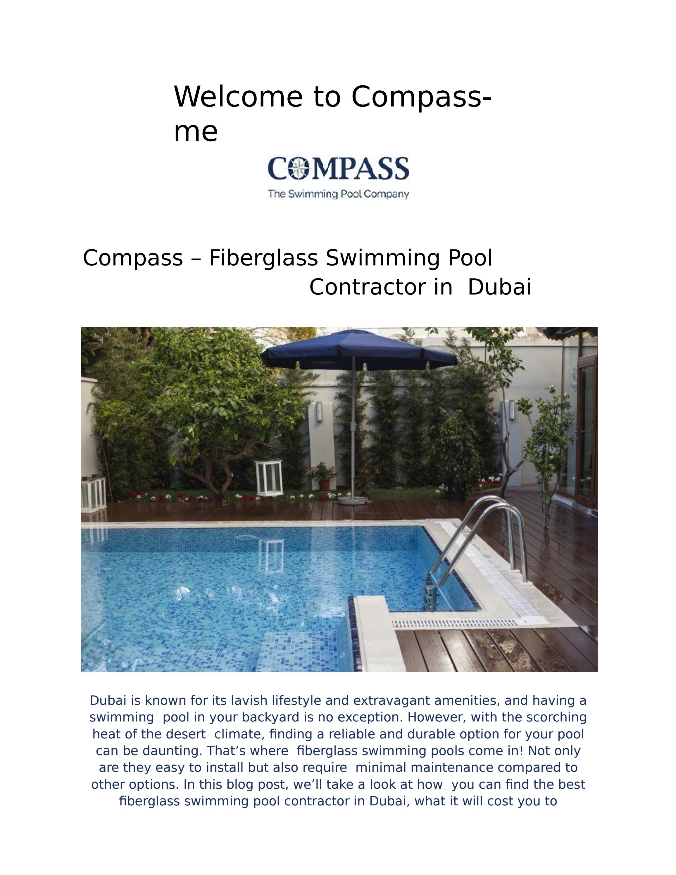 Compass Fiberglass Swimming Pool Contractor in Dubai by compassme Issuu