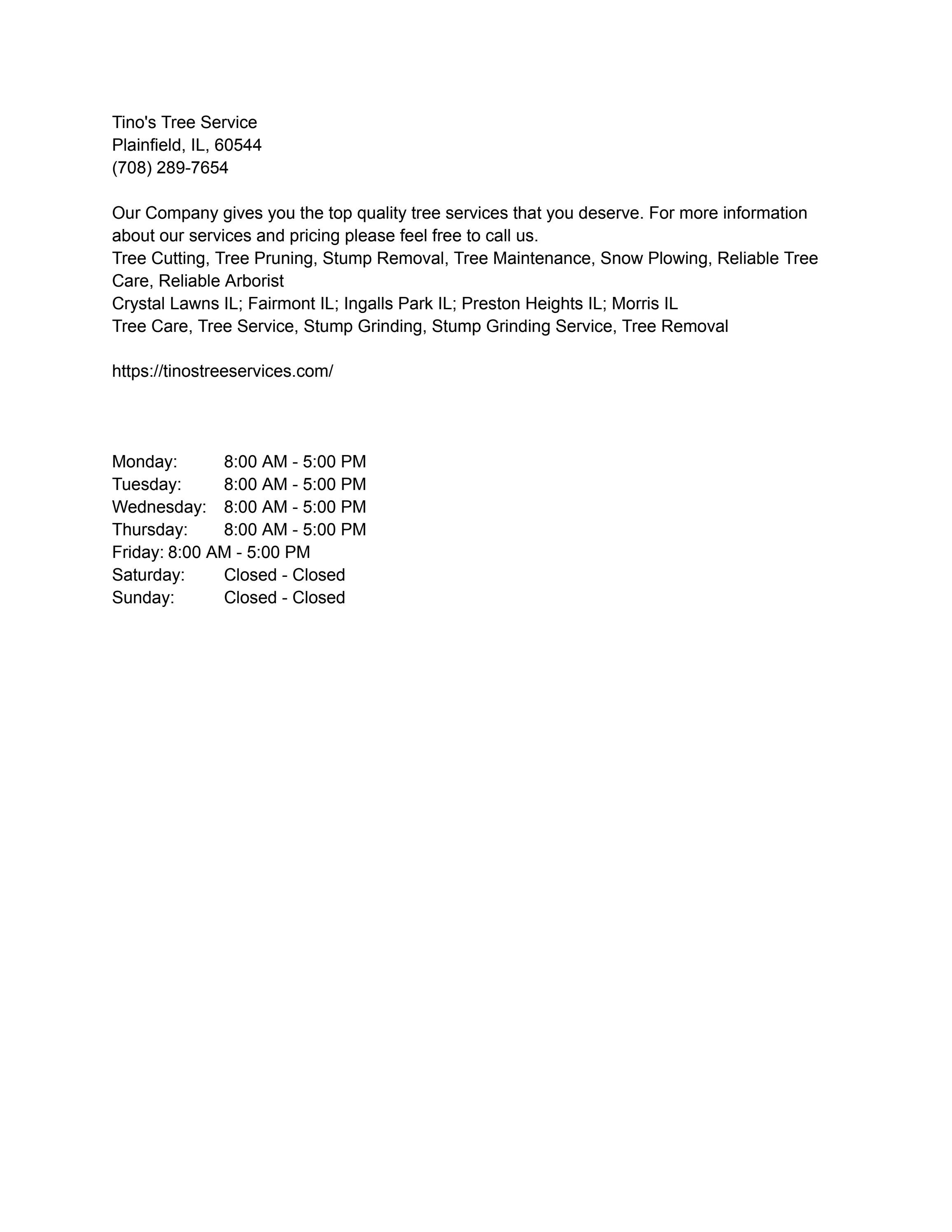 Tino's Tree Service (708) 2897654 by T's Tree Service Plainfield