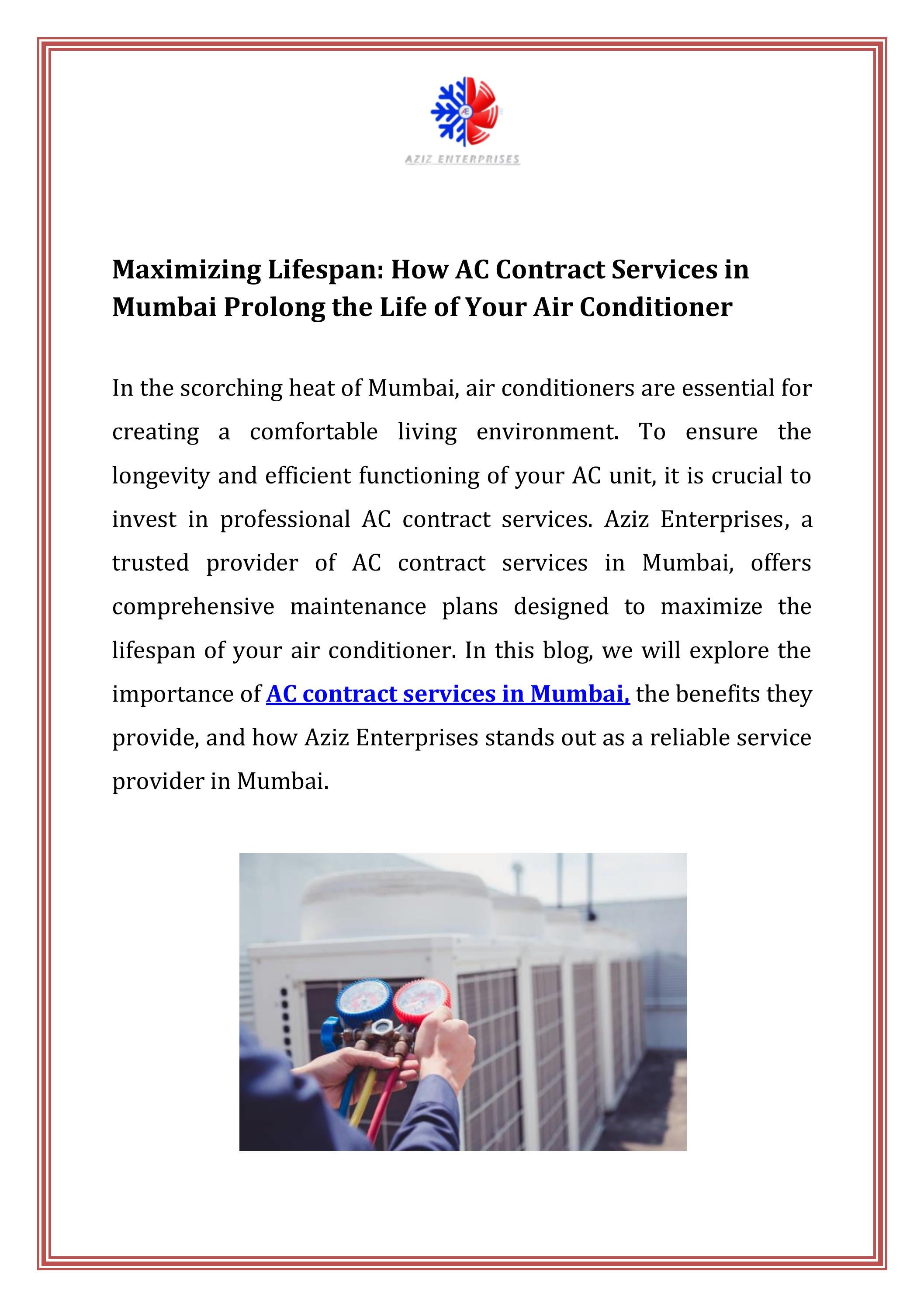 Maximizing Lifespan: How AC Contract Services in Mumbai Prolong the ...