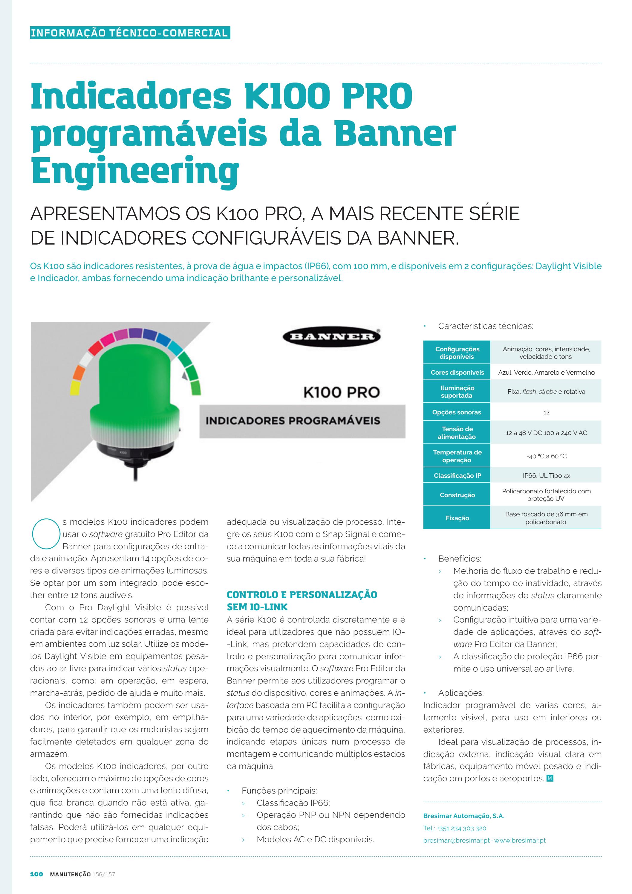 Indicadores K100 PRO programáveis da Banner Engineering by cie Issuu