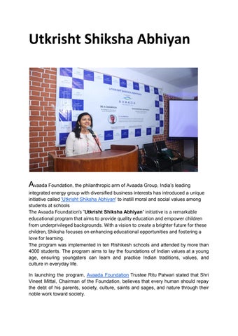 Avaada Foundation's Education Initiatives by rutik H - Issuu