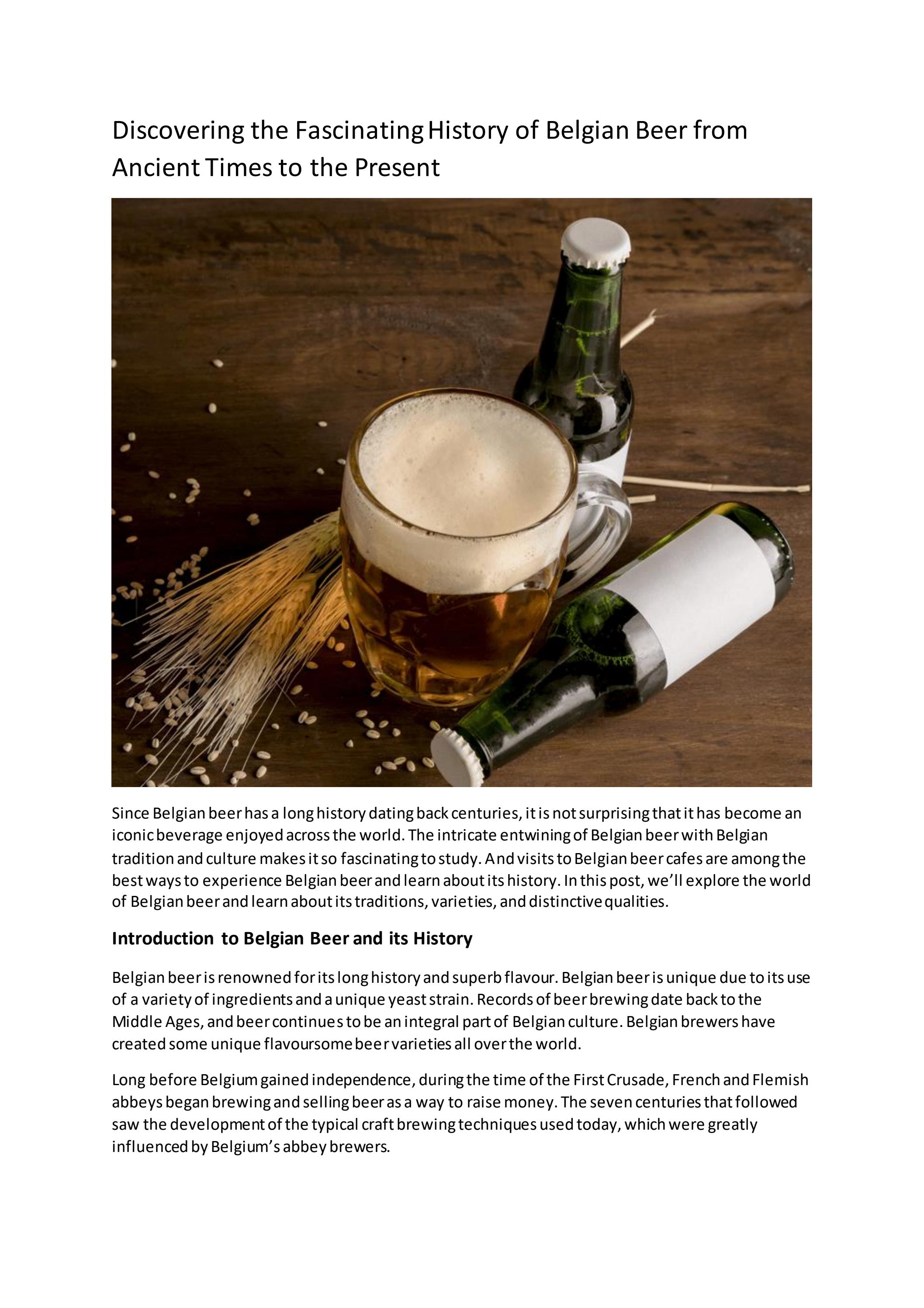 Fascinating History of Belgian Beer from Ancient Times to Present by Belgian Beer Cafe Issuu