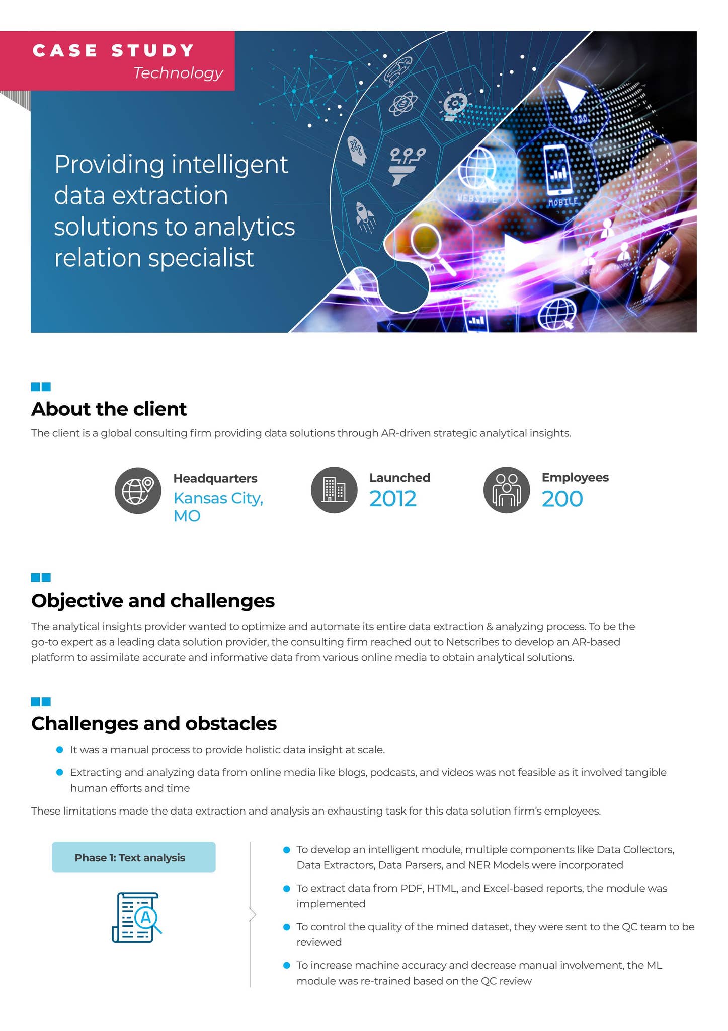Providing intelligent data extraction solutions for an analytics ...
