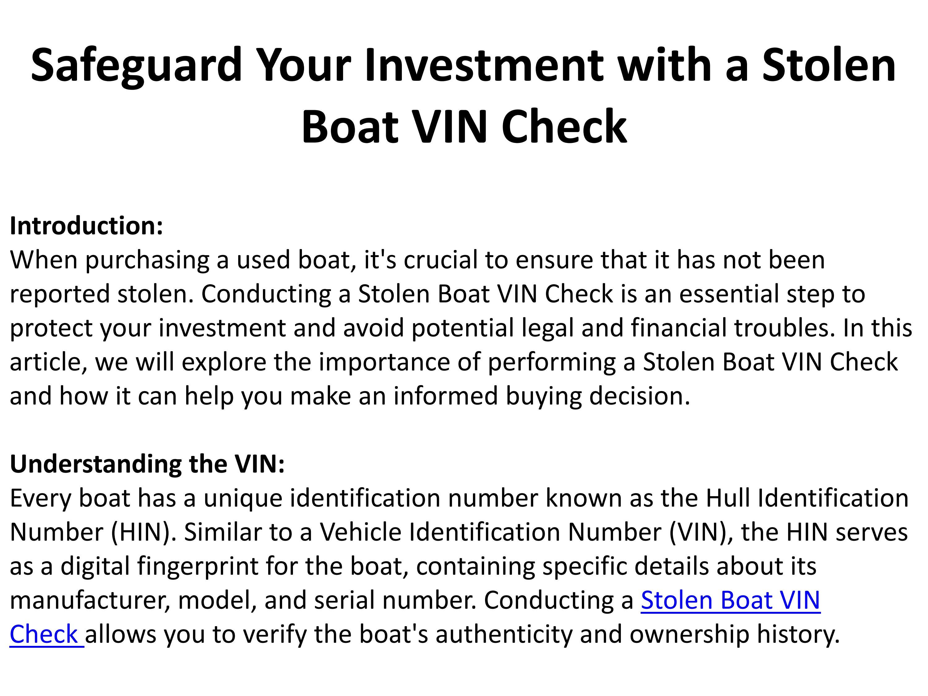 Stolen Boat VIN Check by robertbrosendahl Issuu