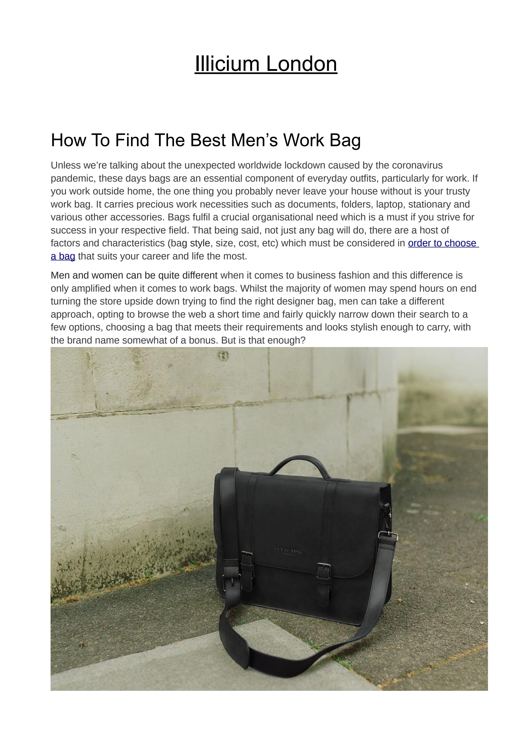 How To Find The Best Men’s Work Bag by illiciumlondon1 Issuu