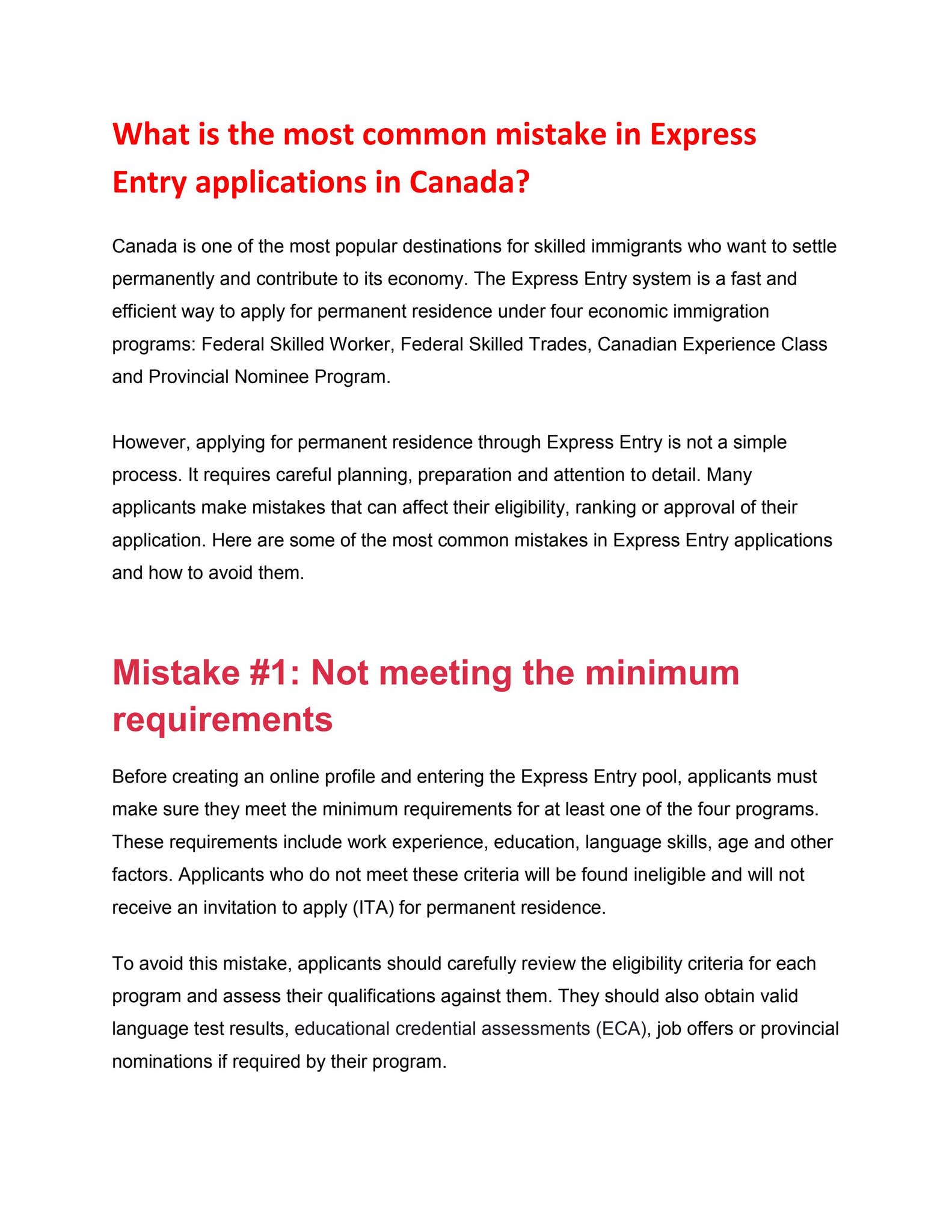 What is the most common mistake in Express Entry applications in Canada ...