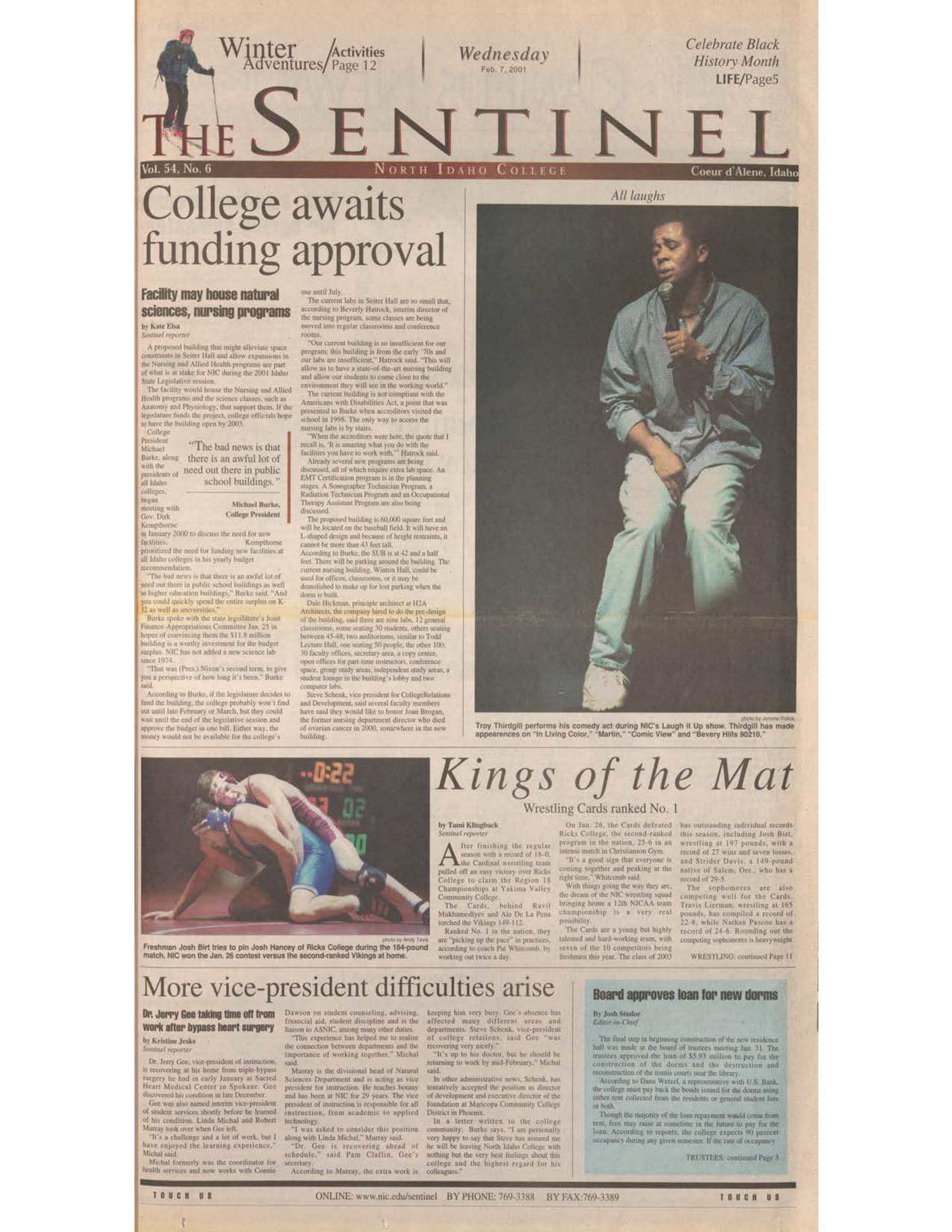 The North Idaho College Sentinel Vol 54 No 6, February 7, 2001 by ...