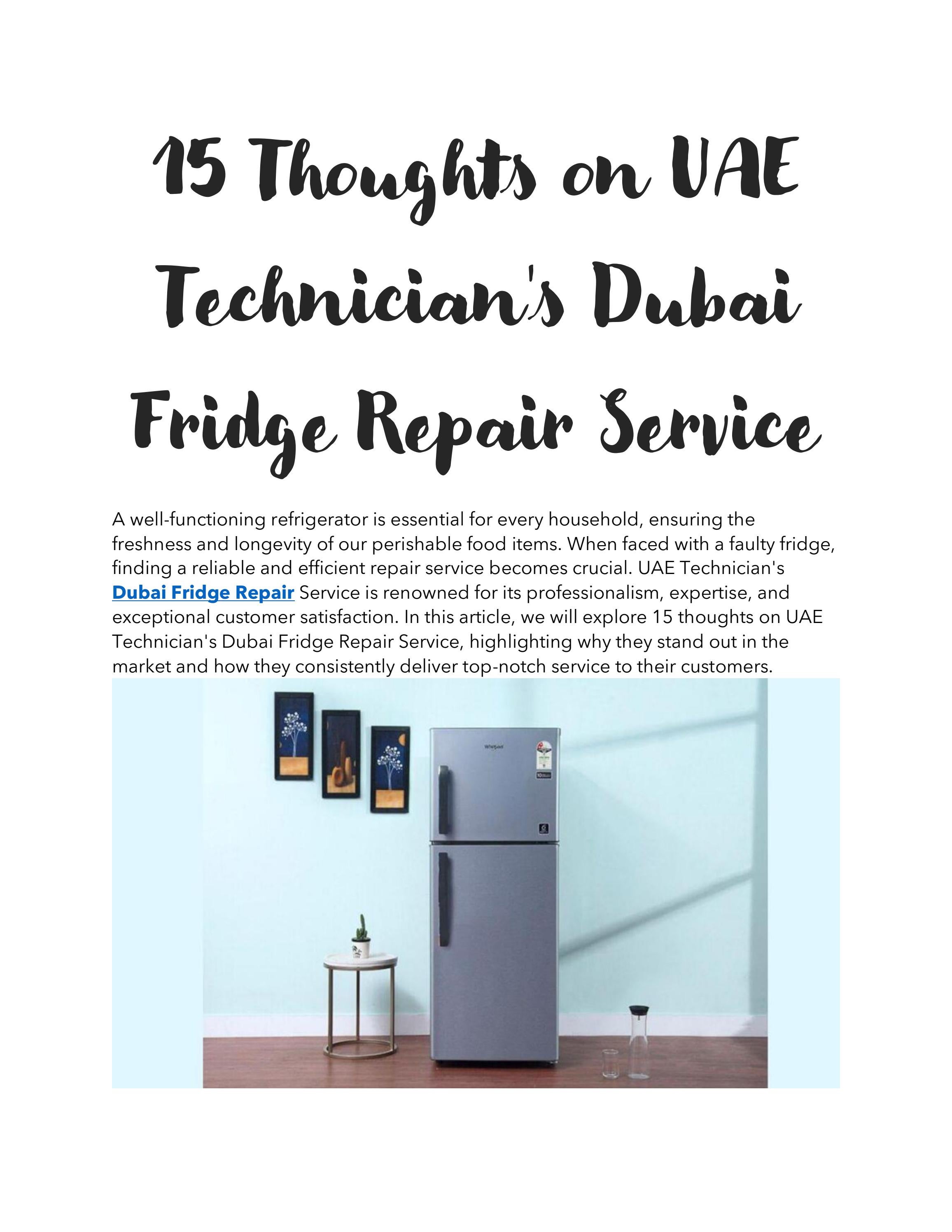 15 Thoughts on Dubai Fridge Repair Service by Dubaitech Issuu