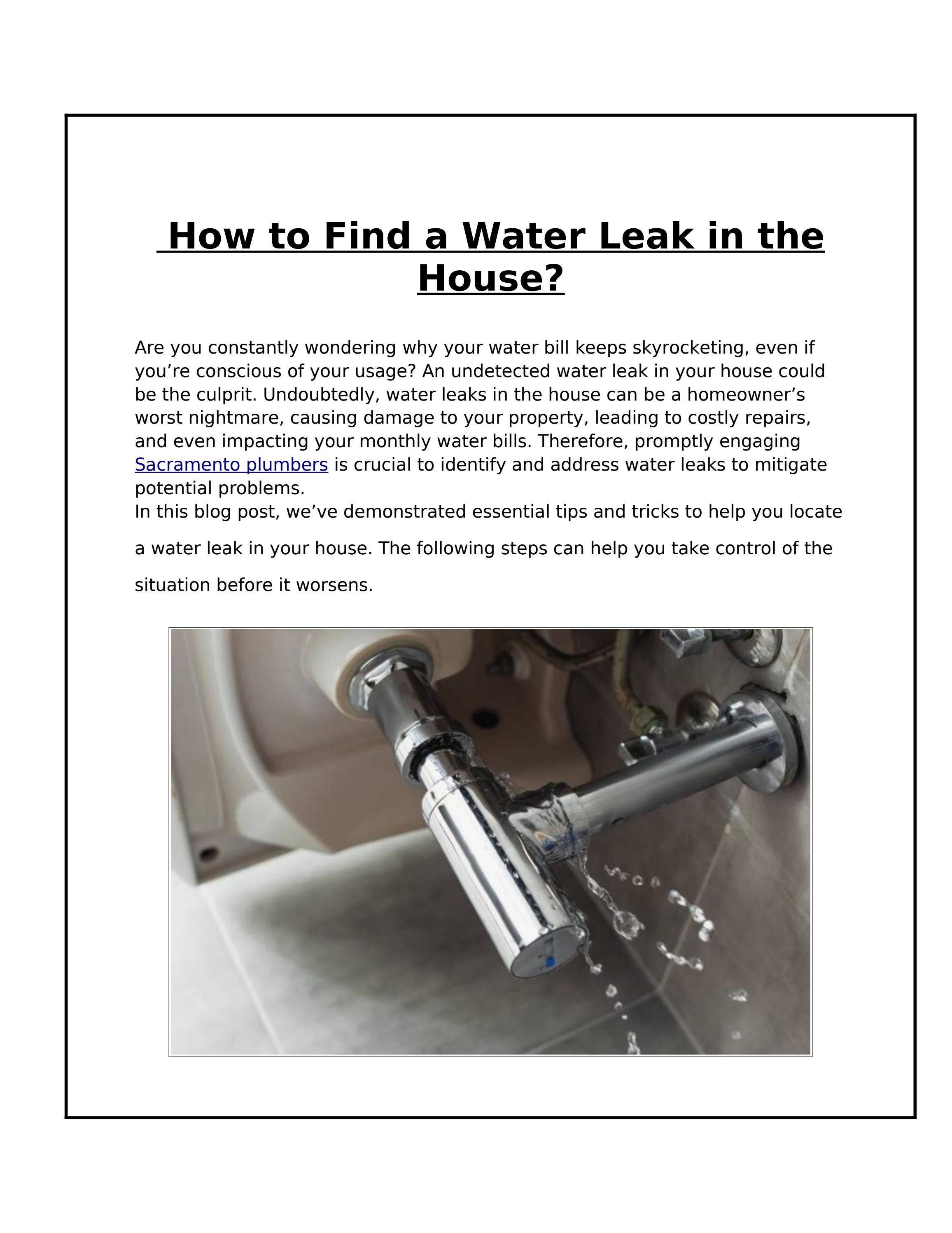 How to identify a Water Leak in the Home? by preferredplumbing1 Issuu