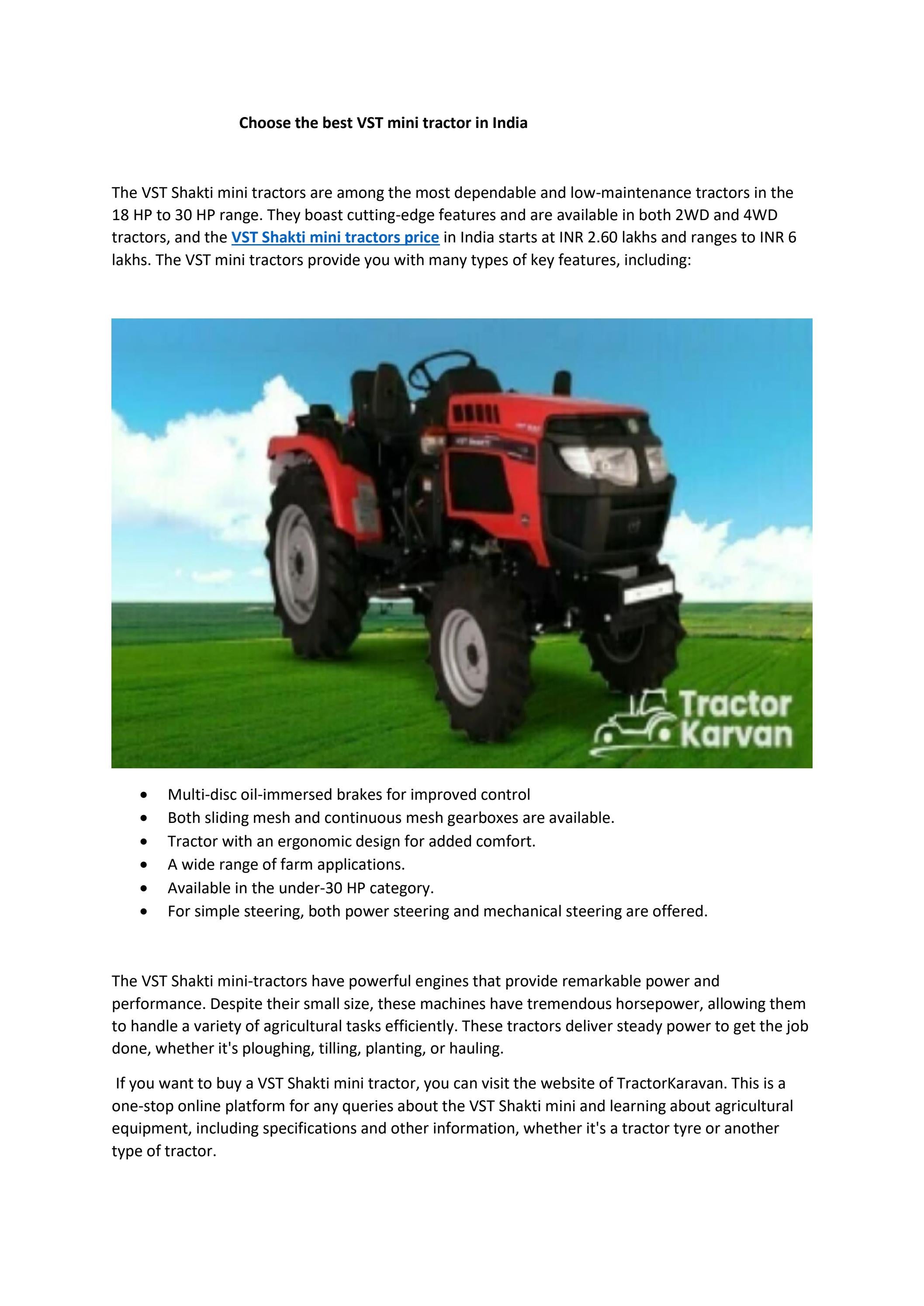 Choose the best VST mini tractor in India by Shreya Sri Issuu