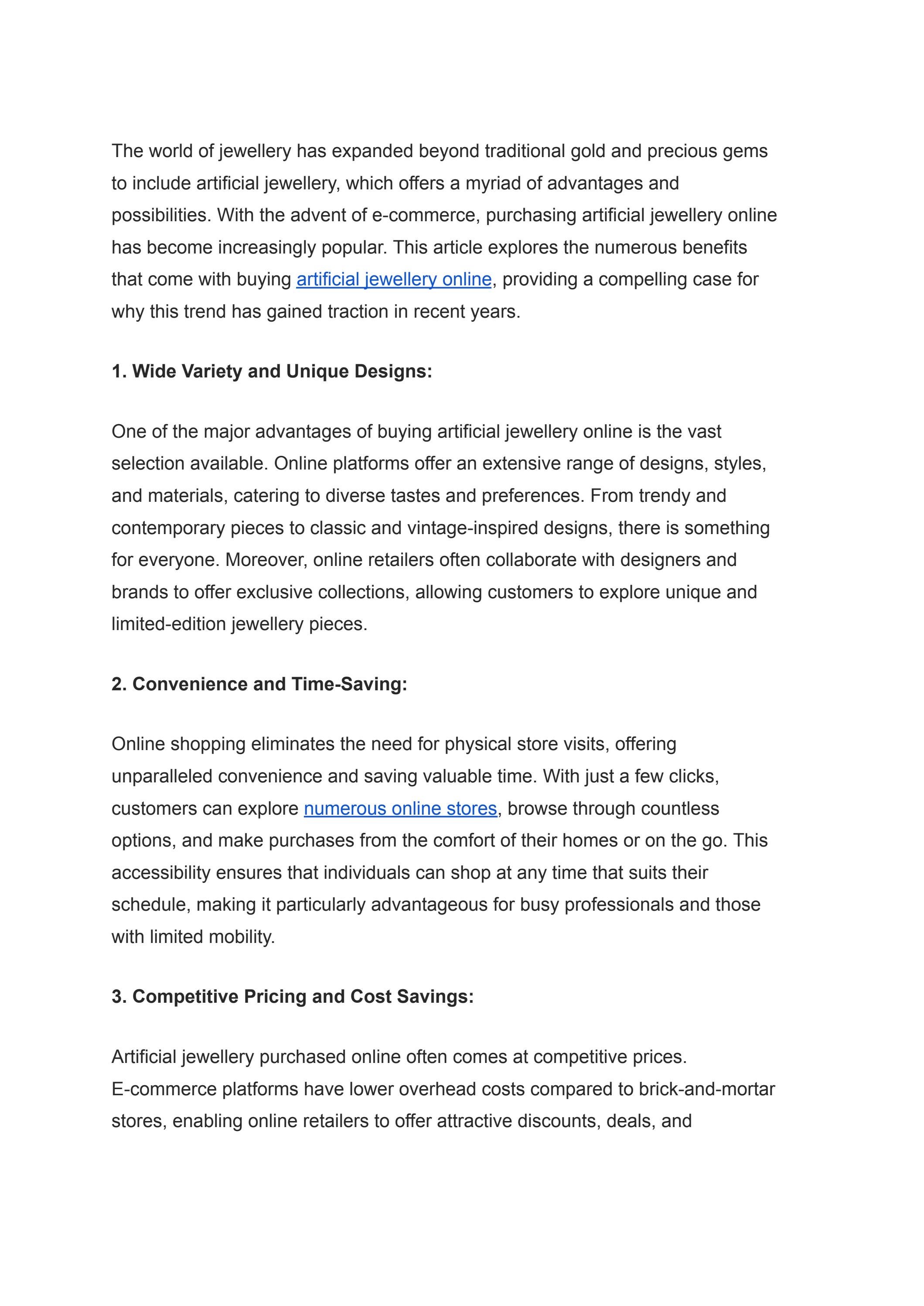 Unveiling the Advantages of Buying Artificial Jewelry Online by