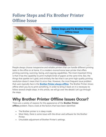 Cover of "Follow Steps and Fix Brother Printer Offline Issue"