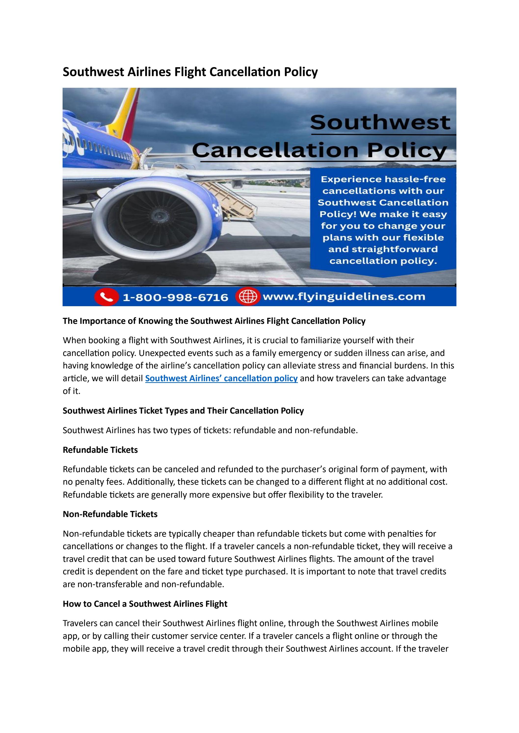 Southwest Airlines Flight Cancellation Policy by thomsbell08 Issuu