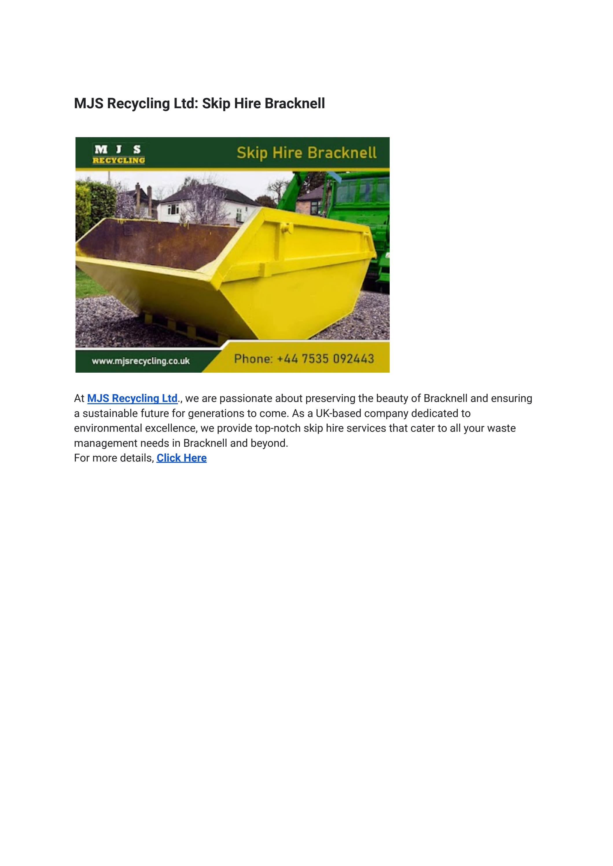 MJS Recycling Ltd Skip Hire Bracknell by N1 Locksmith Issuu
