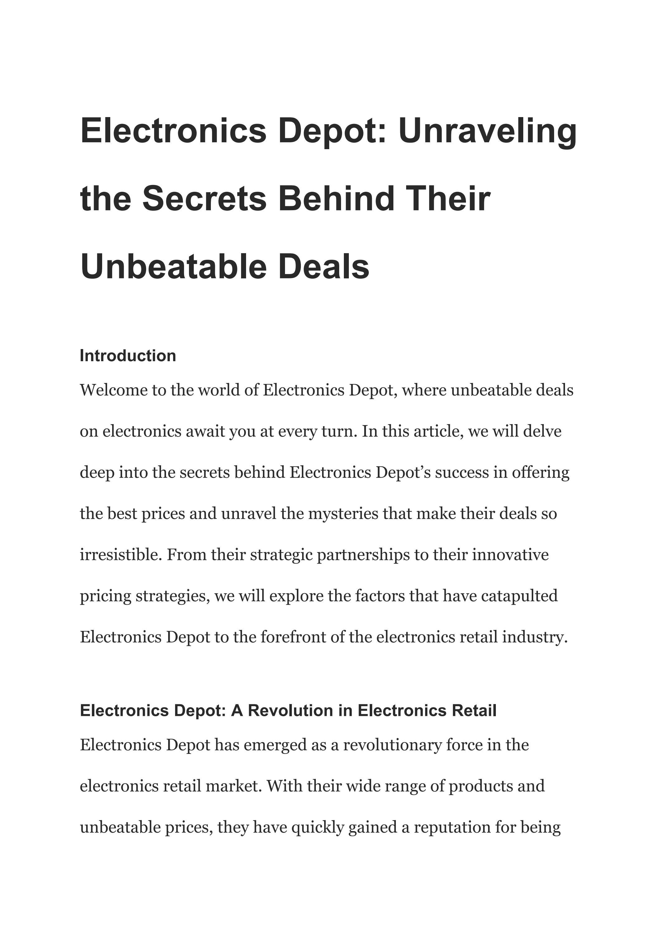 Electronics Depot: Unraveling the Secrets Behind Their Unbeatable Deals