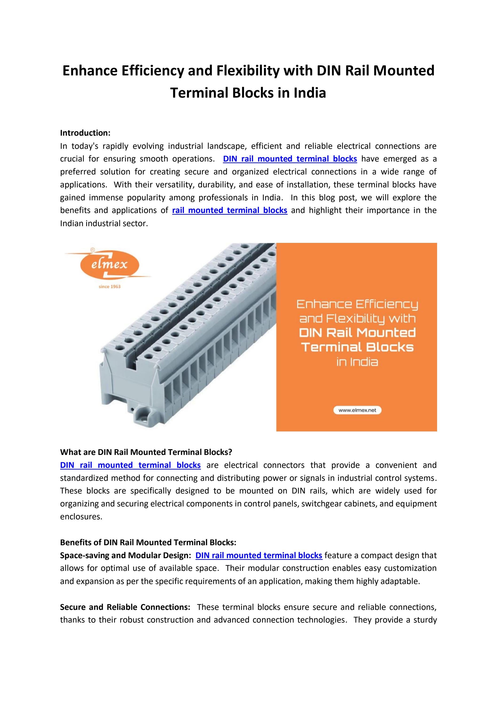 Enhance Efficiency and Flexibility with DIN Rail Mounted Terminal