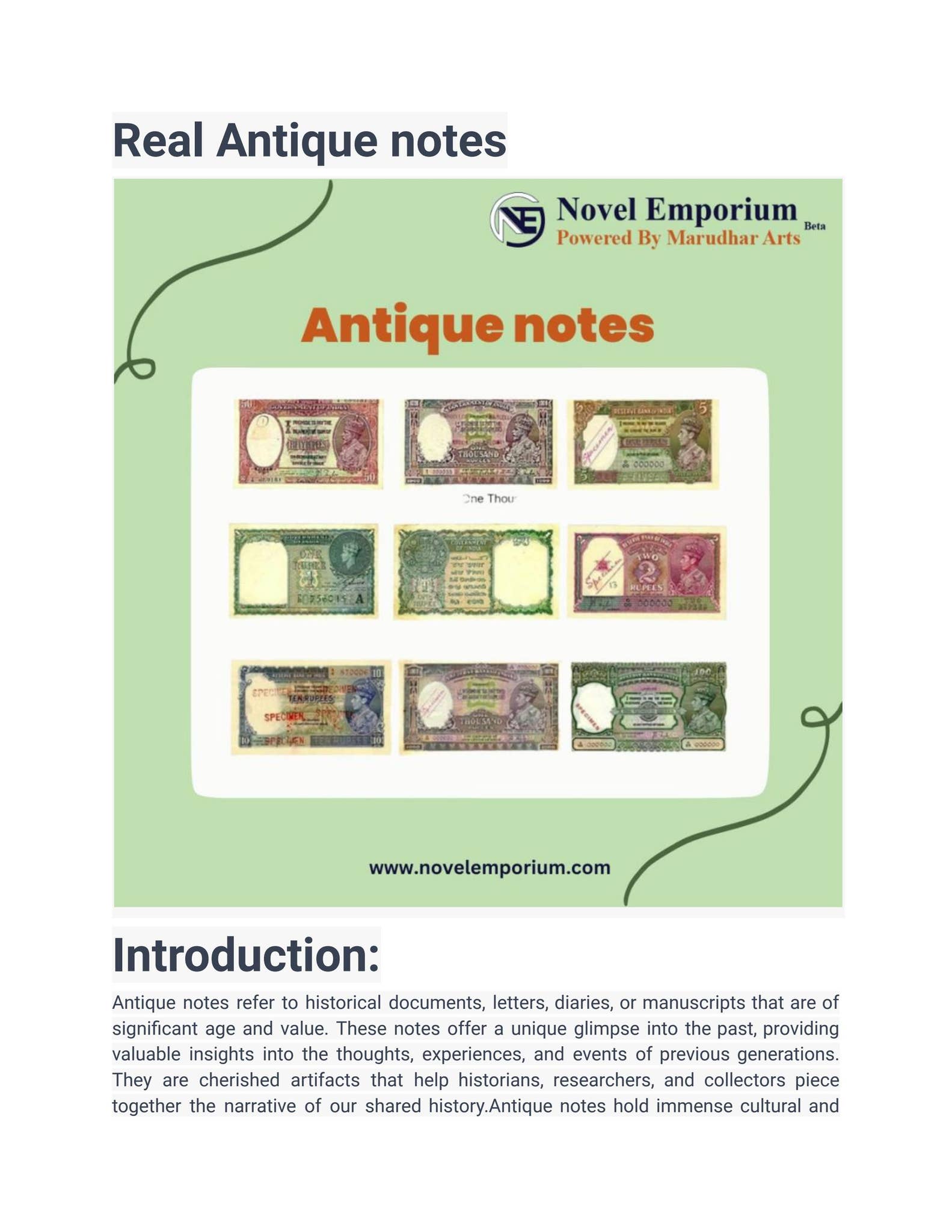 Real Antique Notes by Novelemporium - Issuu