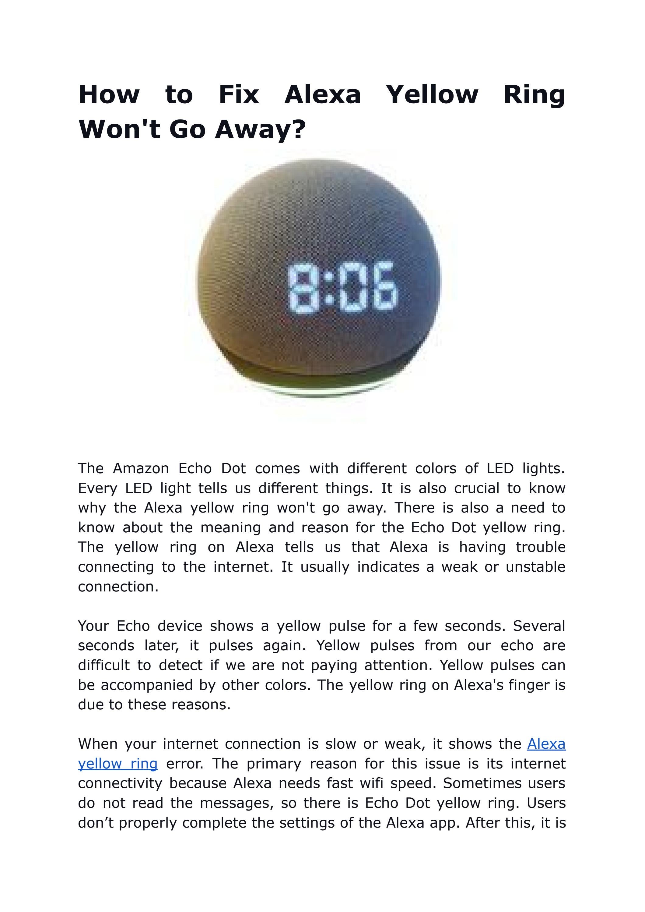 Best Ways to Fix Alexa Echo Dot Yellow Ring Won't Go Away by