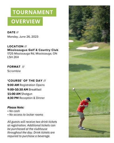 2023 Golfer Participant 指南 : OTMH Charity Golf Tournament 第 3 页