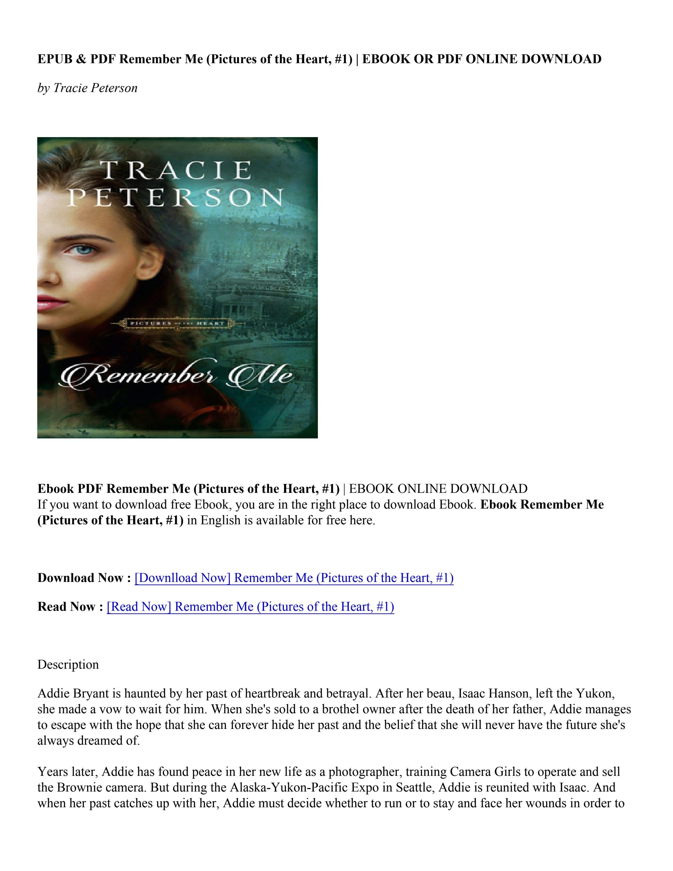 [PDF] Remember Me (Pictures of the Heart, 1) Tracie Peterson by shelkaczerlibrary Issuu